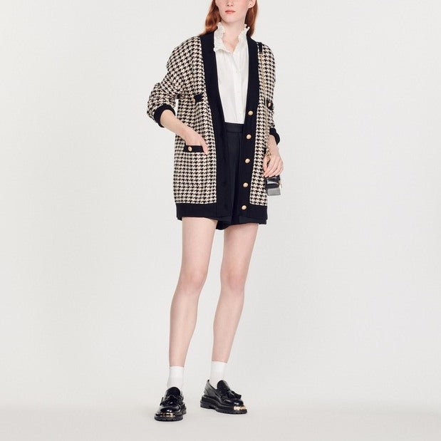 Cardi-coat long en pied de coq Sandro seconde main