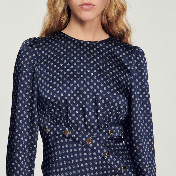 Robe longue fluide imprimé petits pois Sandro seconde main