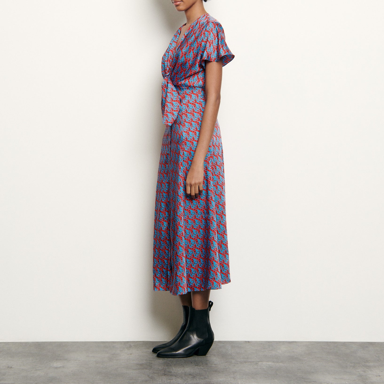 Robe longue imprimée à nouer Sandro seconde main