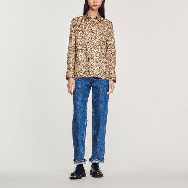Chemise imprimée en soie Sandro seconde main