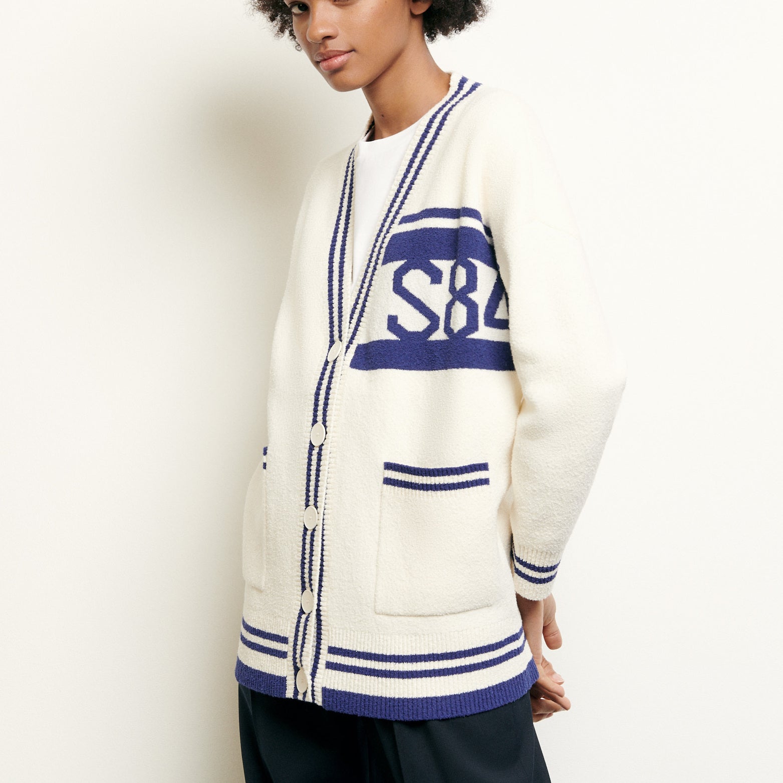 Cardigan over size à rayures Sandro seconde main