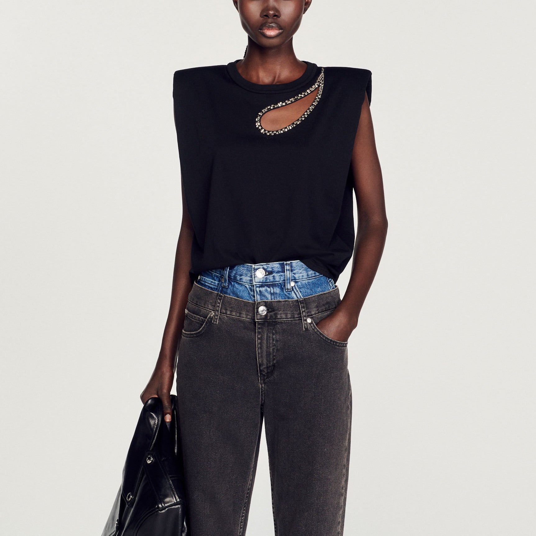 T-shirt goutte strass Sandro seconde main