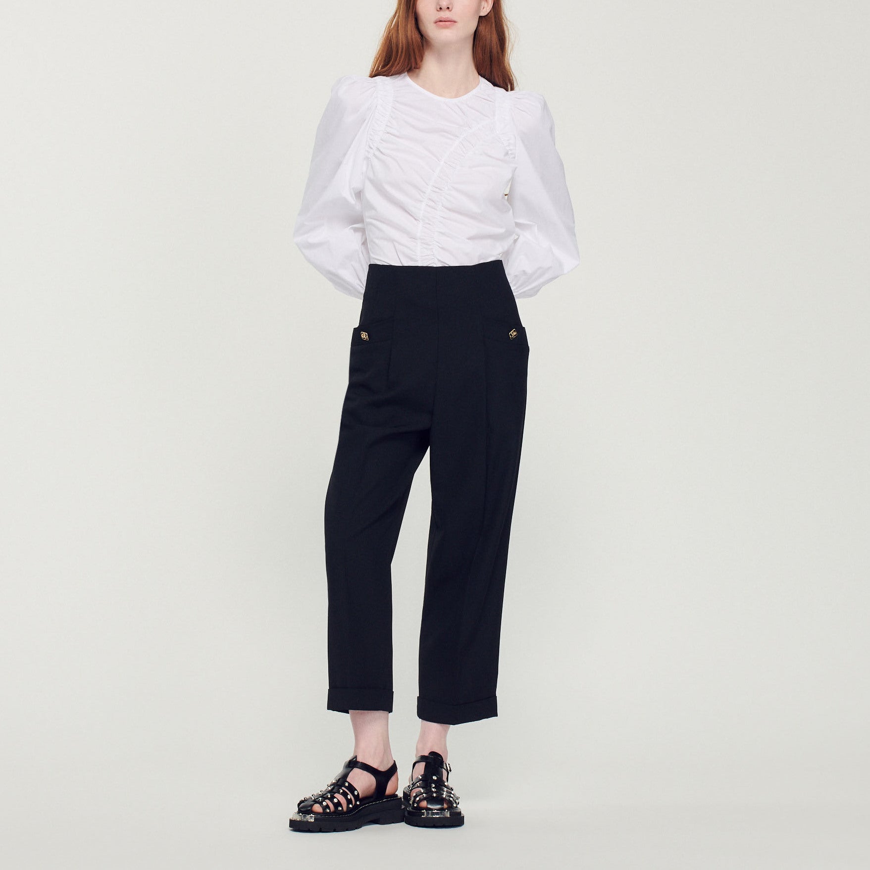 Top en popeline avec  jeu de fronces Sandro seconde main