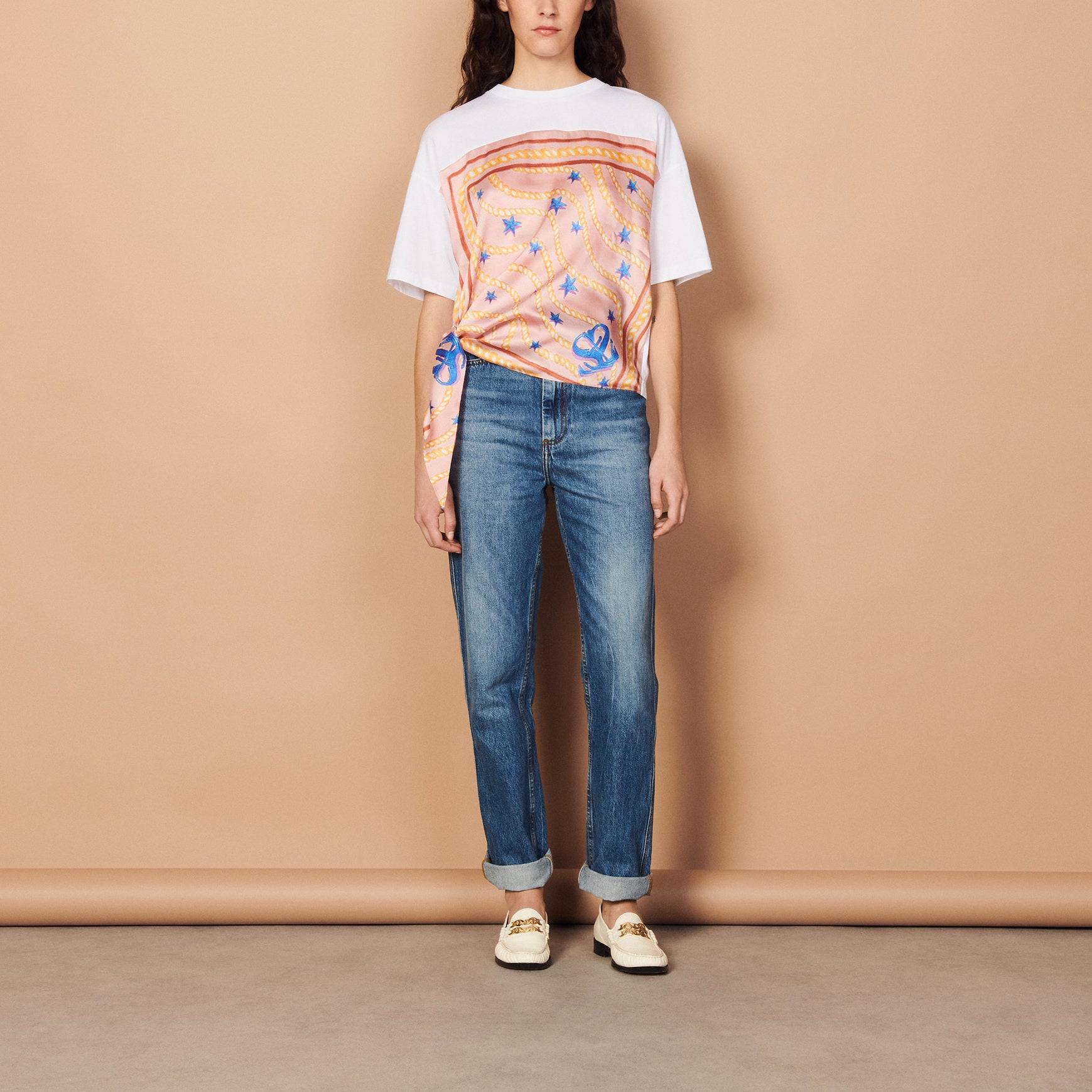 T-shirt avec empiècement imprimé Sandro seconde main