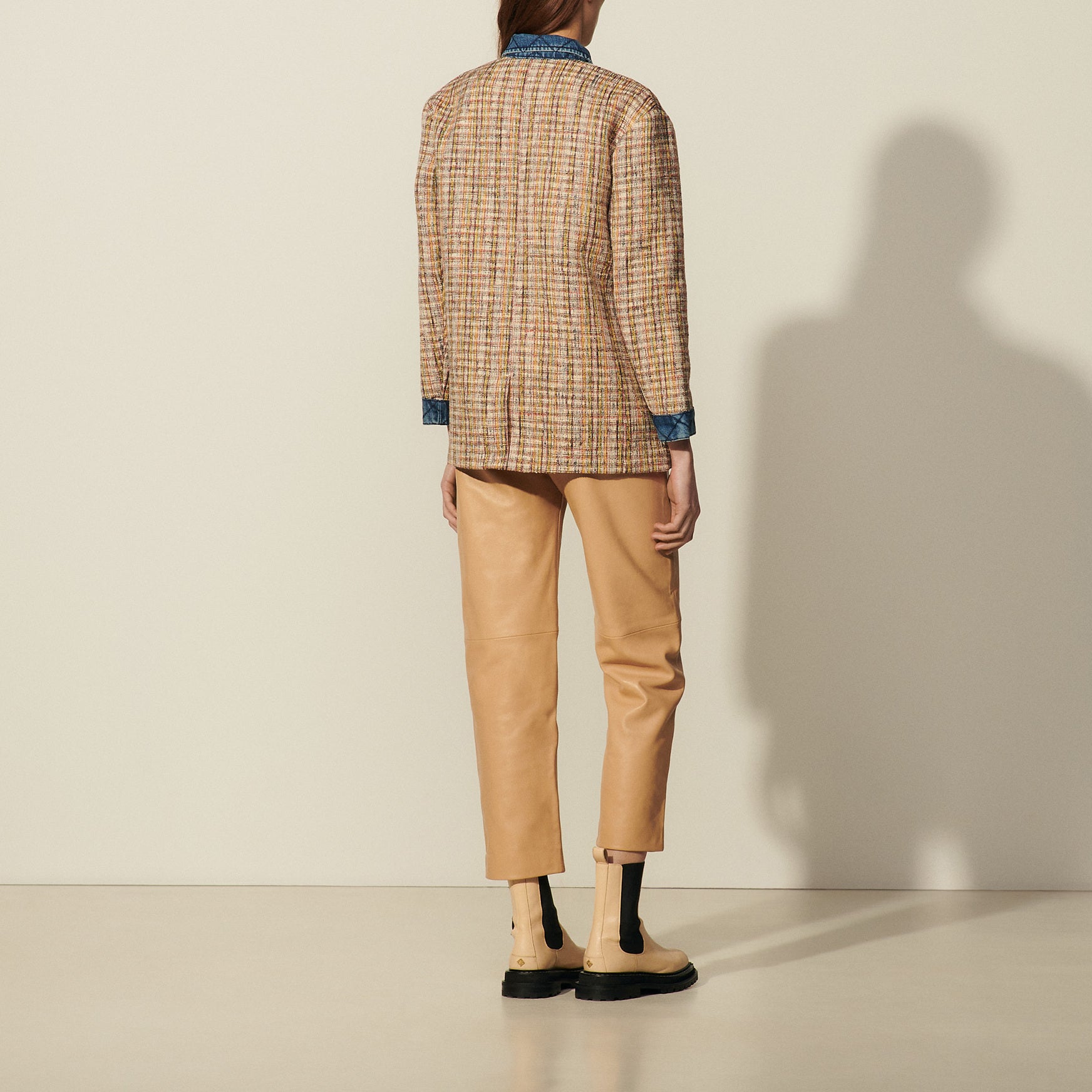 Veste en tweed à empiècements en Jean Sandro seconde main