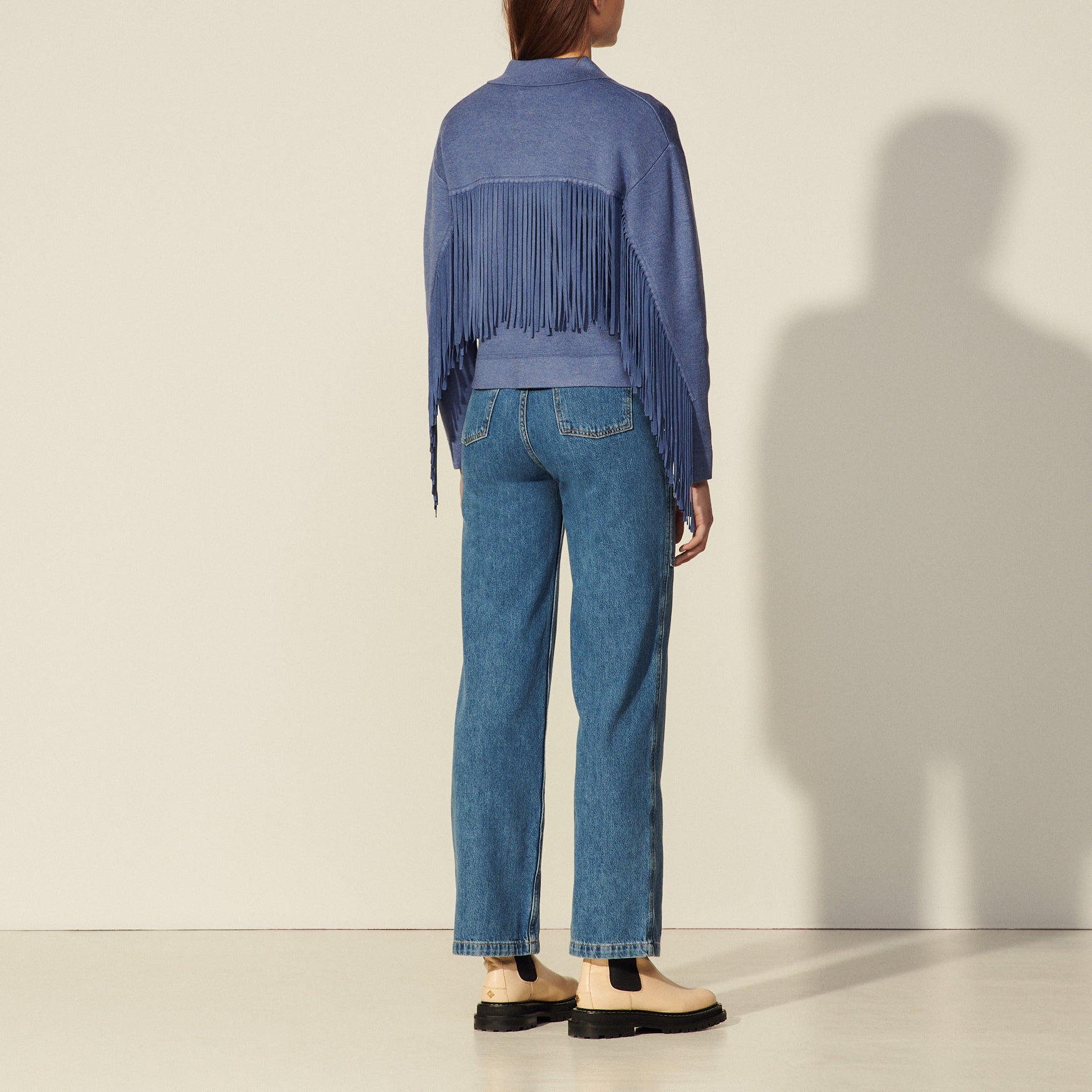 Cardi-coat court à franges Sandro seconde main