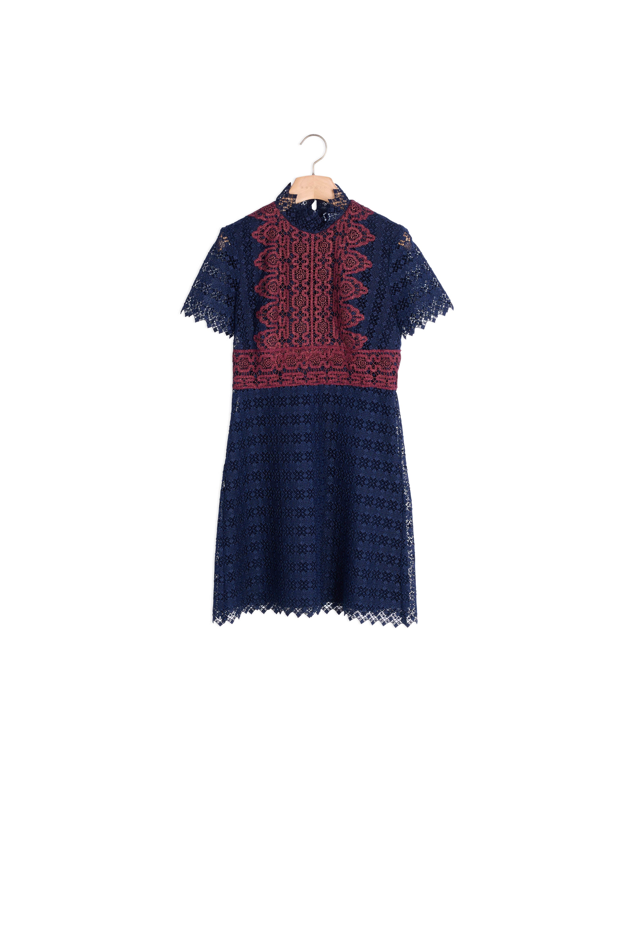 Robe en dentelle contrastante et lurex Sandro seconde main