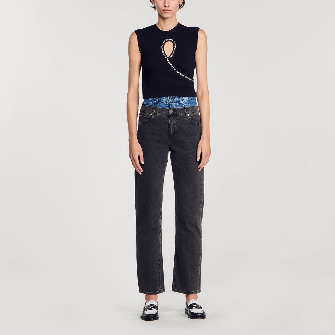 Débardeur court à découpe strassée Sandro seconde main