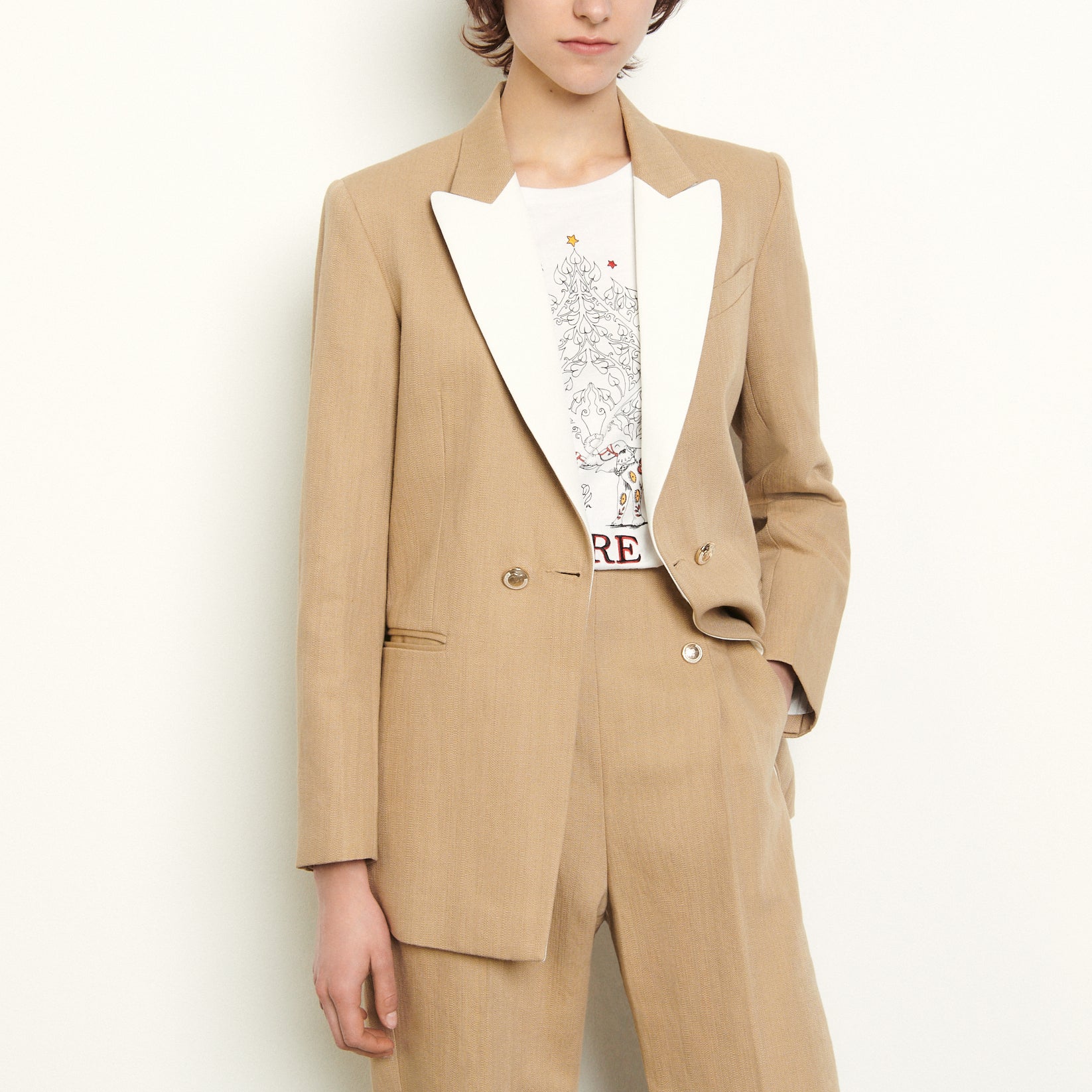 Veste tailleur à revers contrastant Sandro seconde main