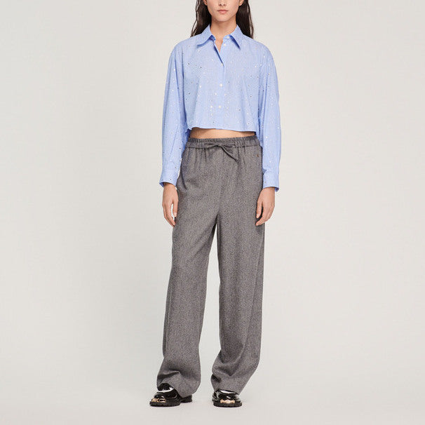 Chemise à rayures ornée de strass Sandro seconde main