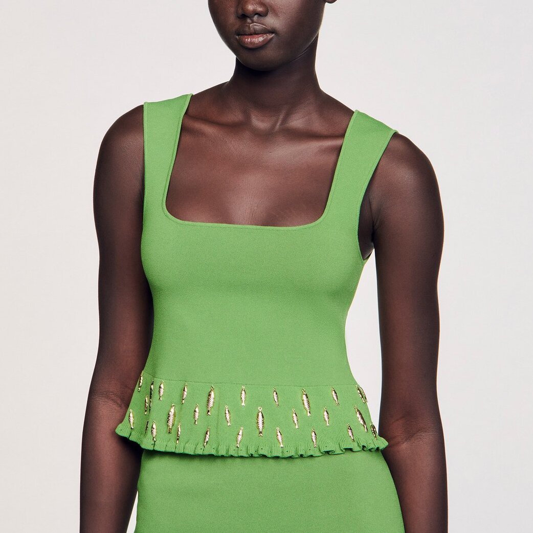 Top en maille à pampille Sandro seconde main