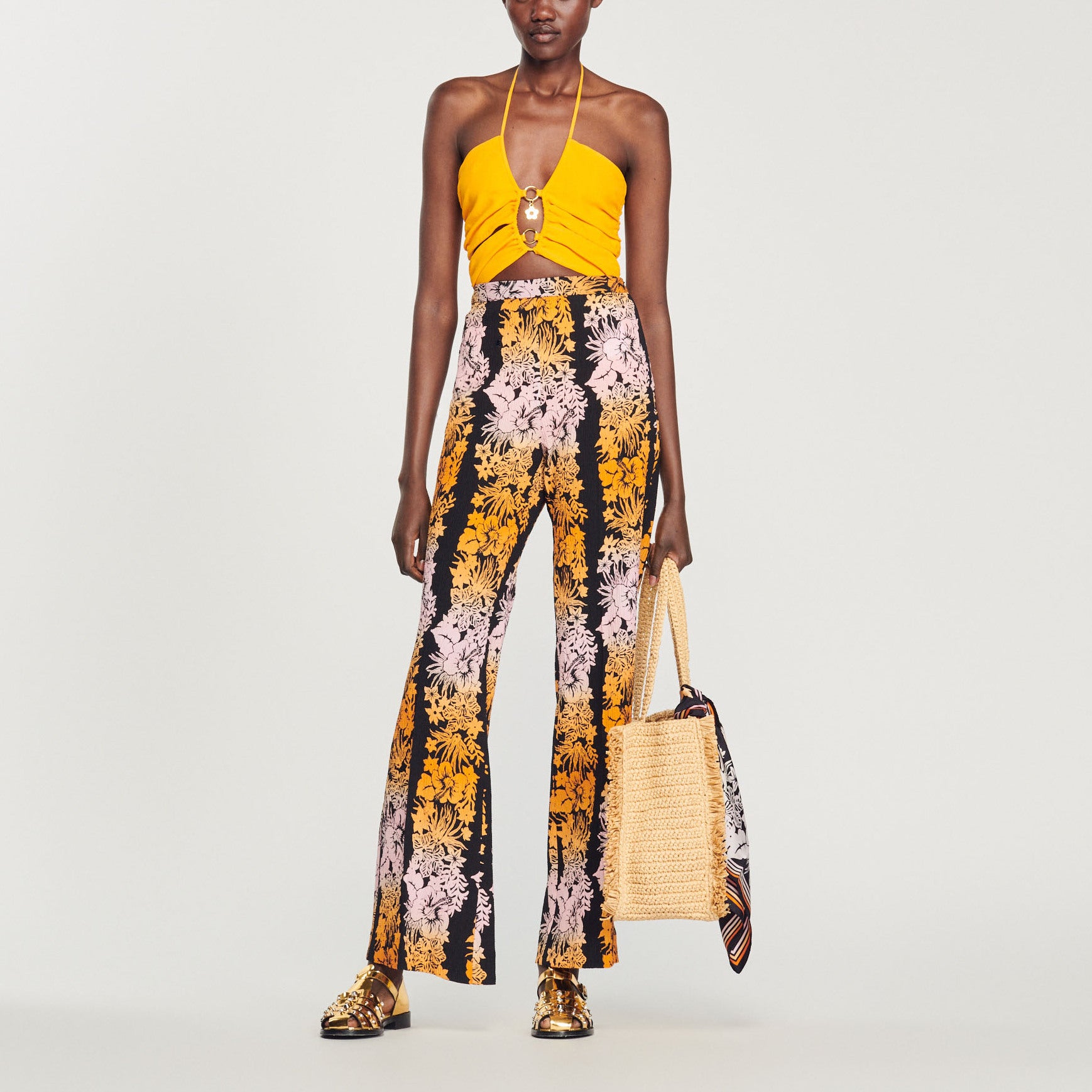 Pantalon fluide imprimé Hawaï Sandro seconde main