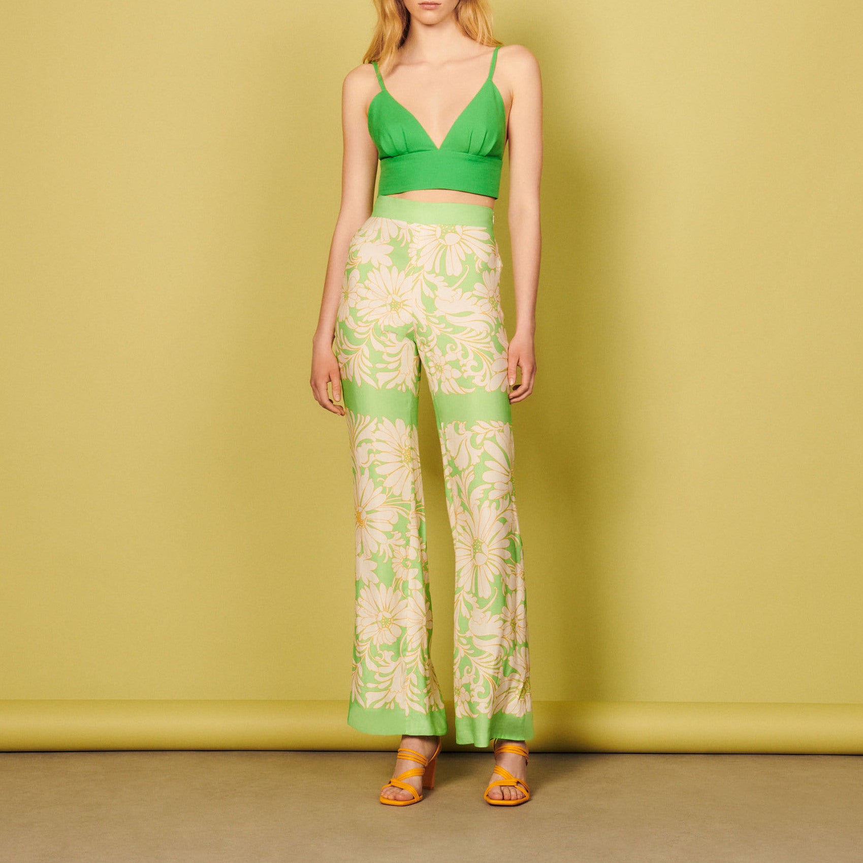 Pantalon fluide imprimé daisy Sandro seconde main