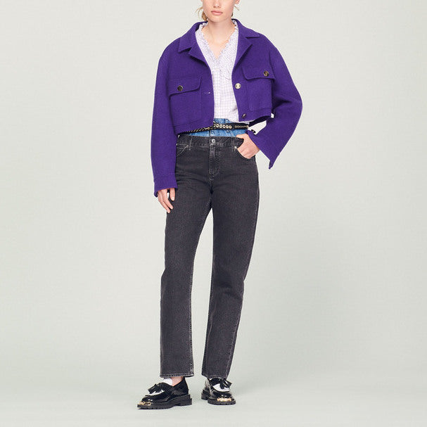 Chemise à carreaux et col volanté Sandro seconde main