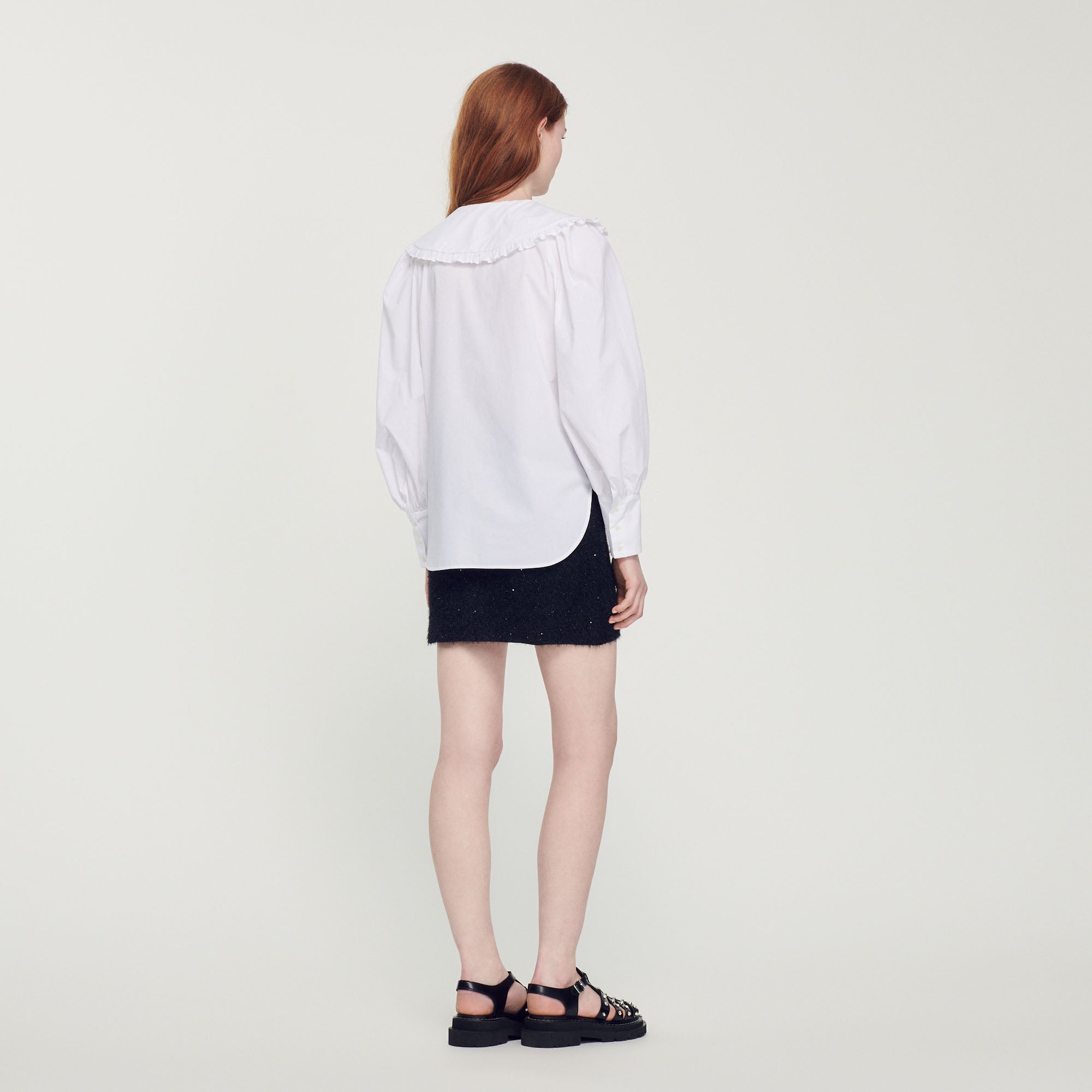 Chemise en popeline à col claudine Sandro seconde main