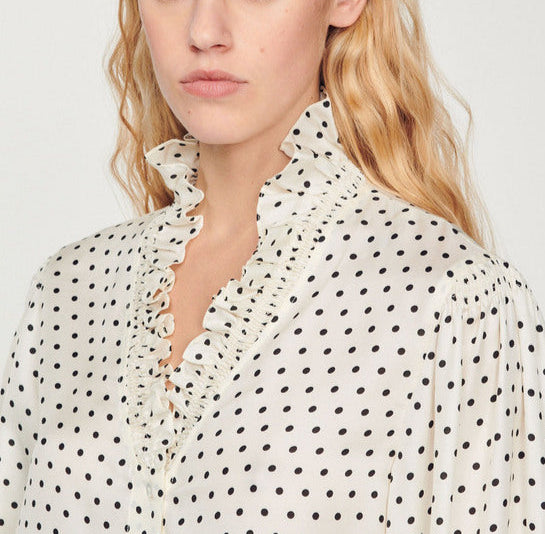 Chemise fluide à imprimé mini pois Sandro seconde main