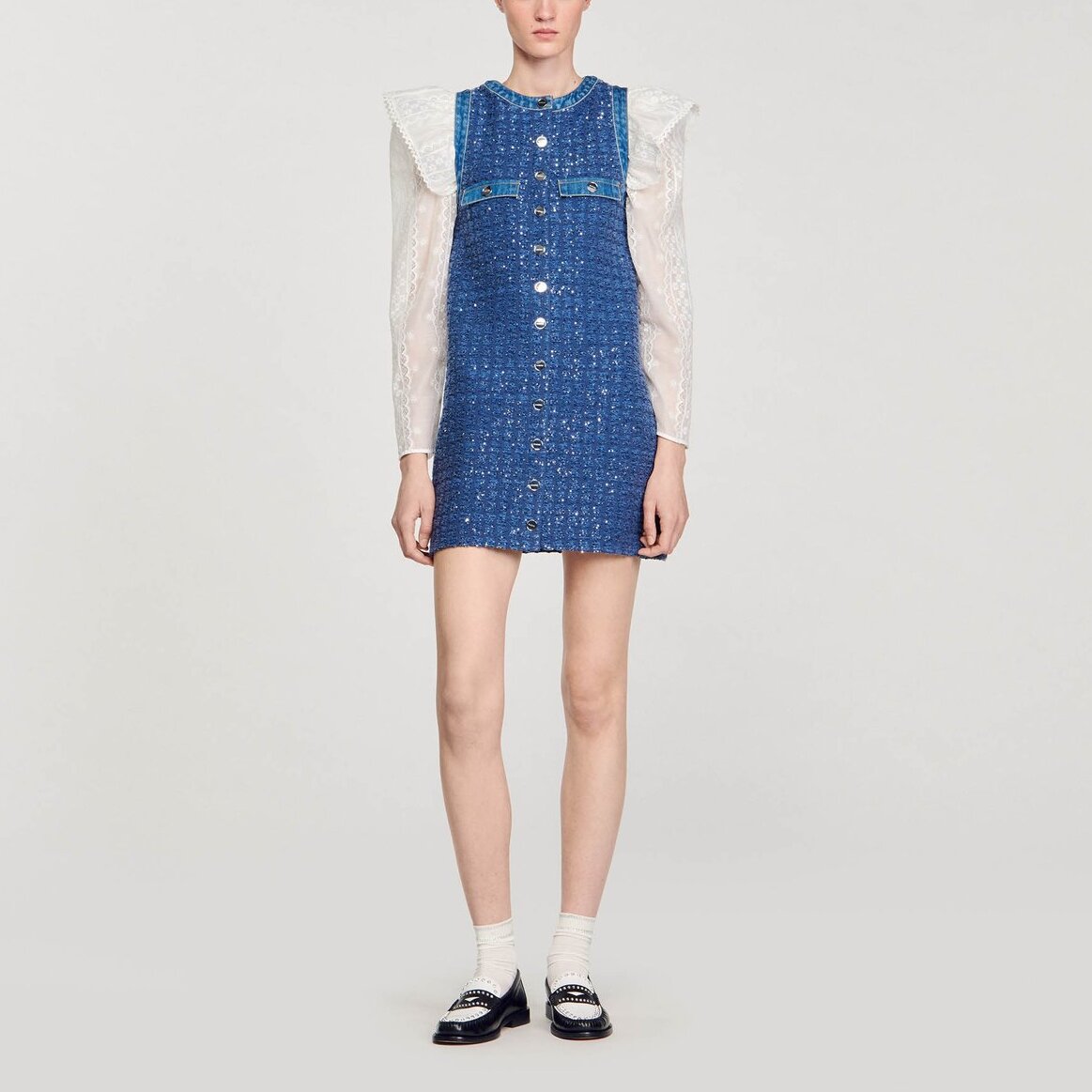 Robe courte trapèze en tweed Sandro seconde main