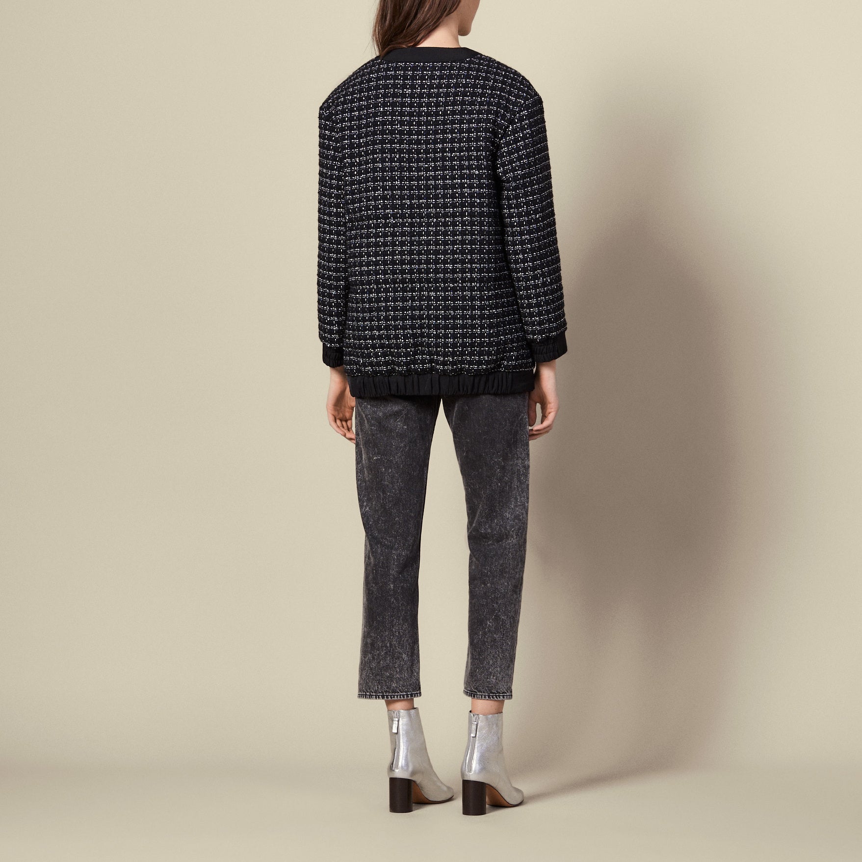 Blouson over size en tweed matelassé Sandro seconde main