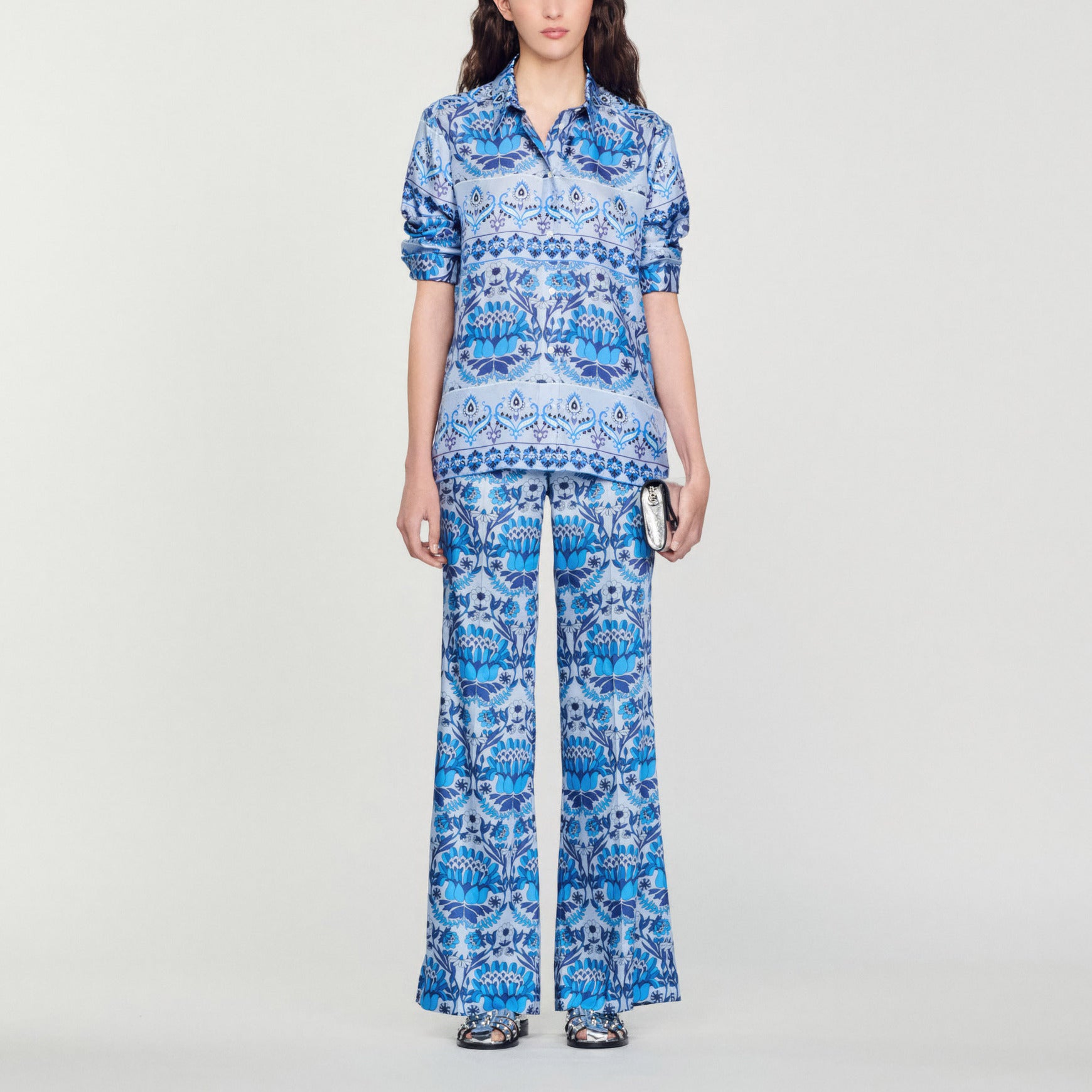 Pantalon fluide imprimé foulard Sandro seconde main