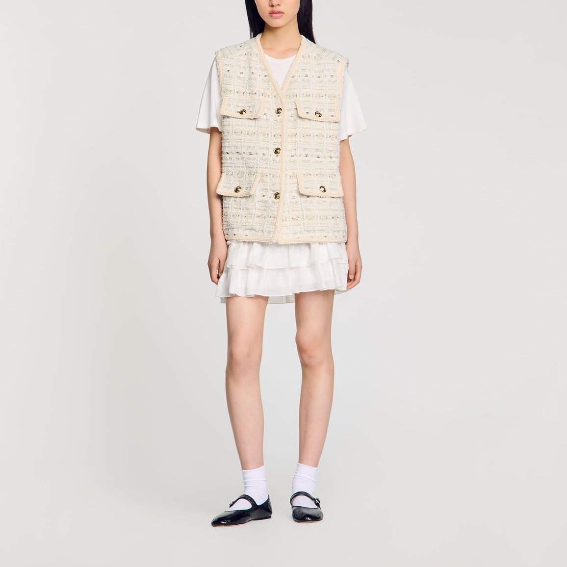 Veste sans manches en tweed Sandro seconde main