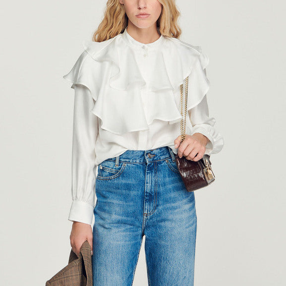 Chemise en soie à volants Sandro seconde main