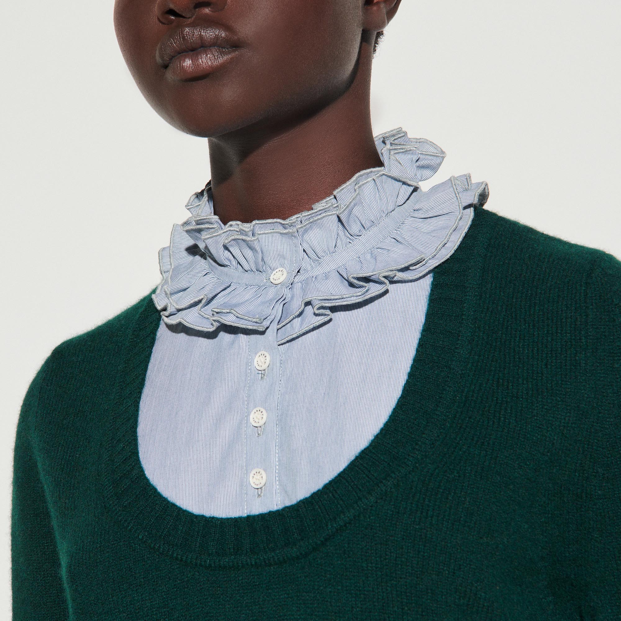 Pull trompe l'œil au col volanté Sandro seconde main