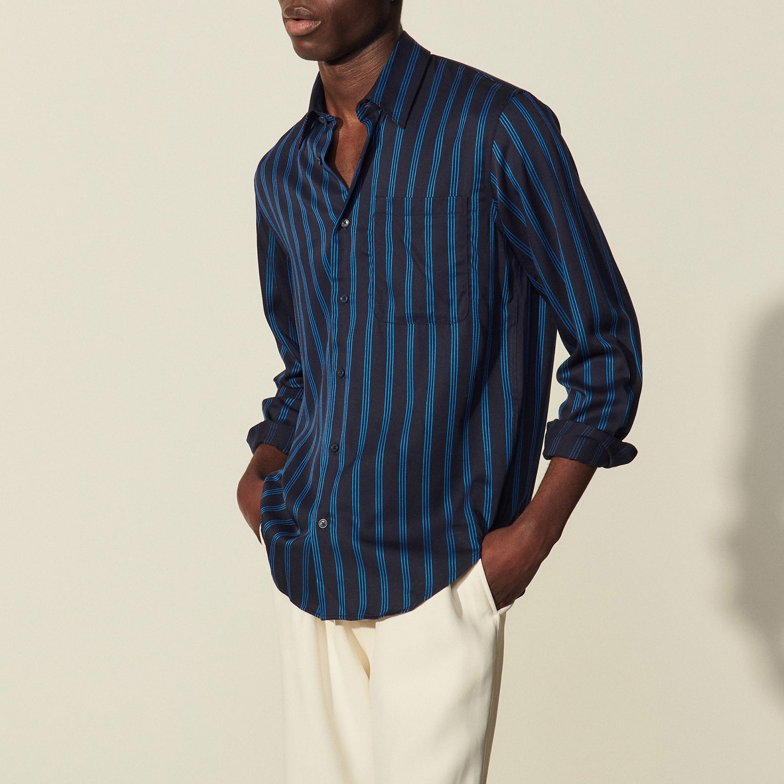 Chemise fluide à rayures tissées Sandro seconde main