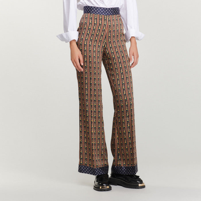 Pantalon fluide à mix d'imprimés Sandro seconde main
