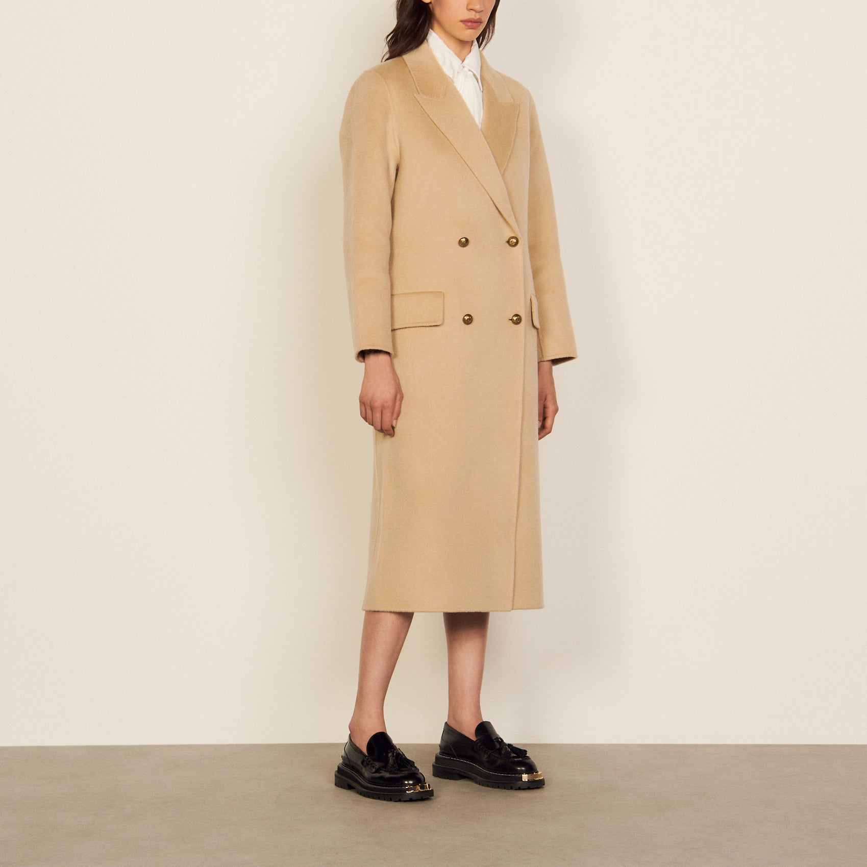 Manteau long en laine double face Sandro seconde main