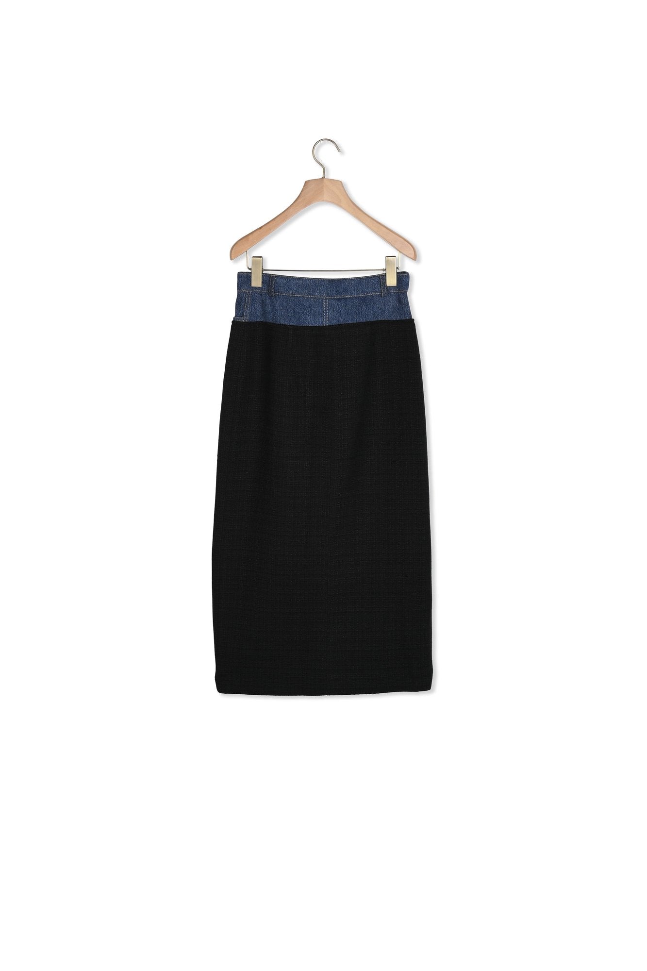 Jupe bimatière denim et tweed Sandro seconde main