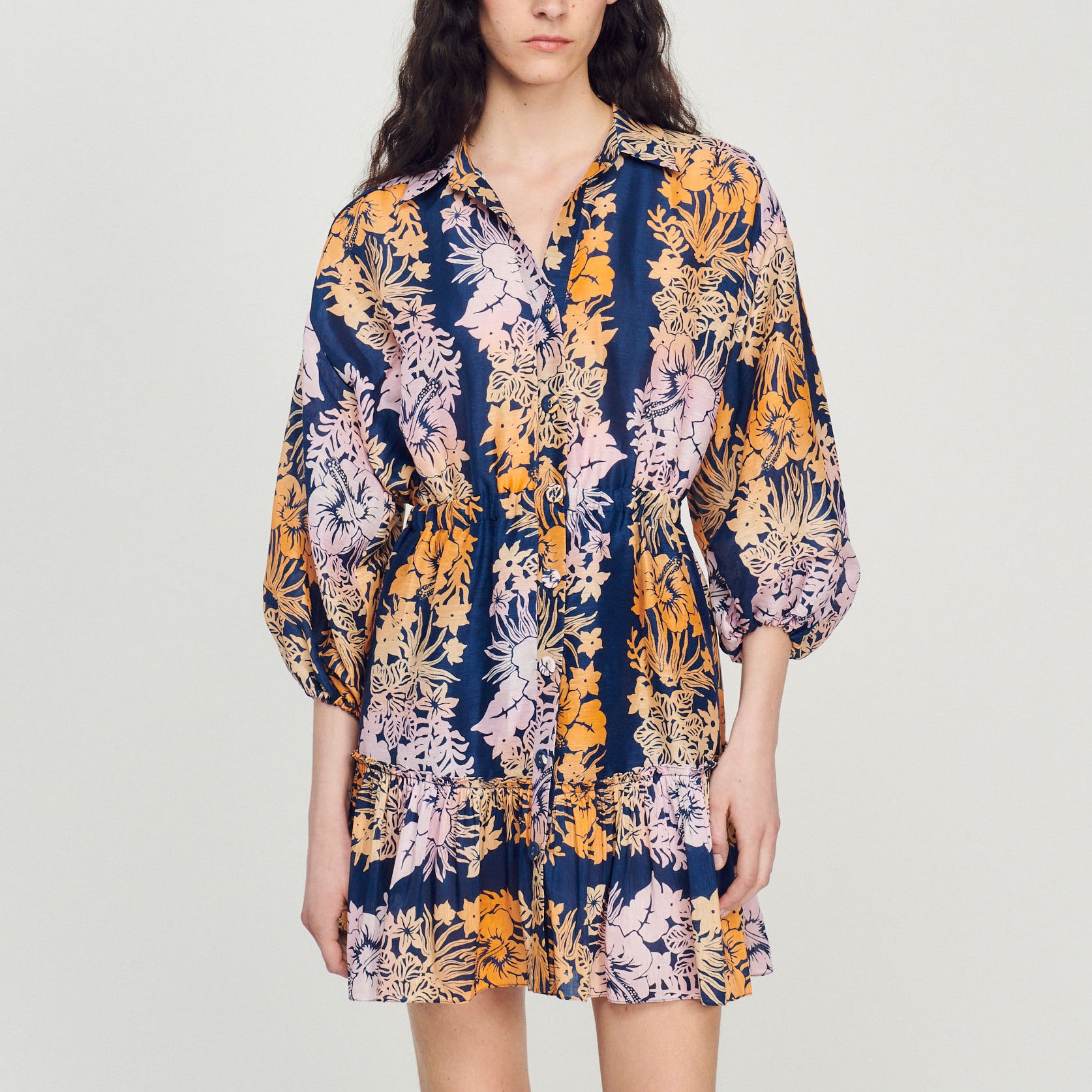 Robe courte imprimée Hawaï Sandro seconde main