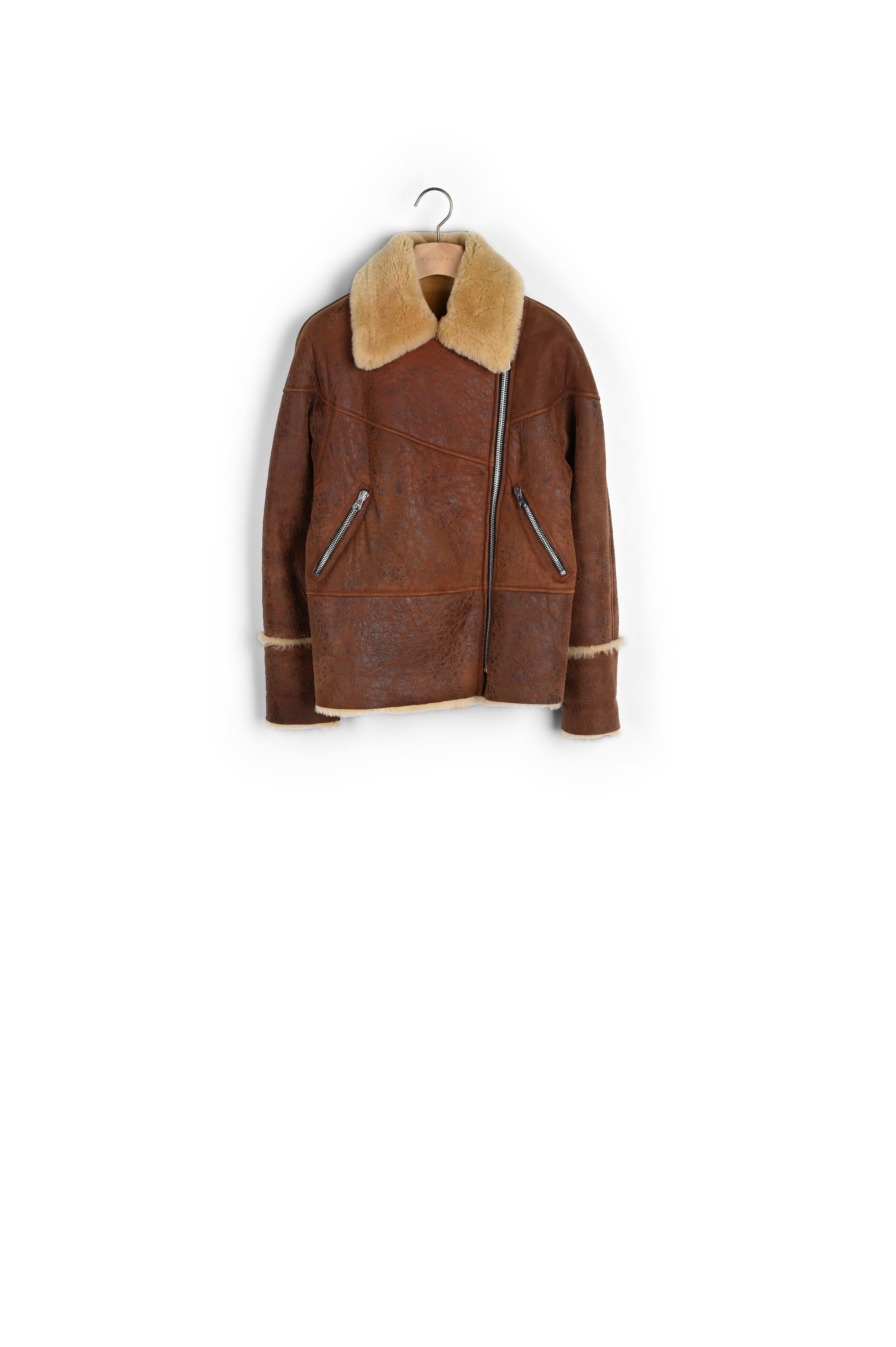 Bombardier en peau lainée bicolore Sandro seconde main