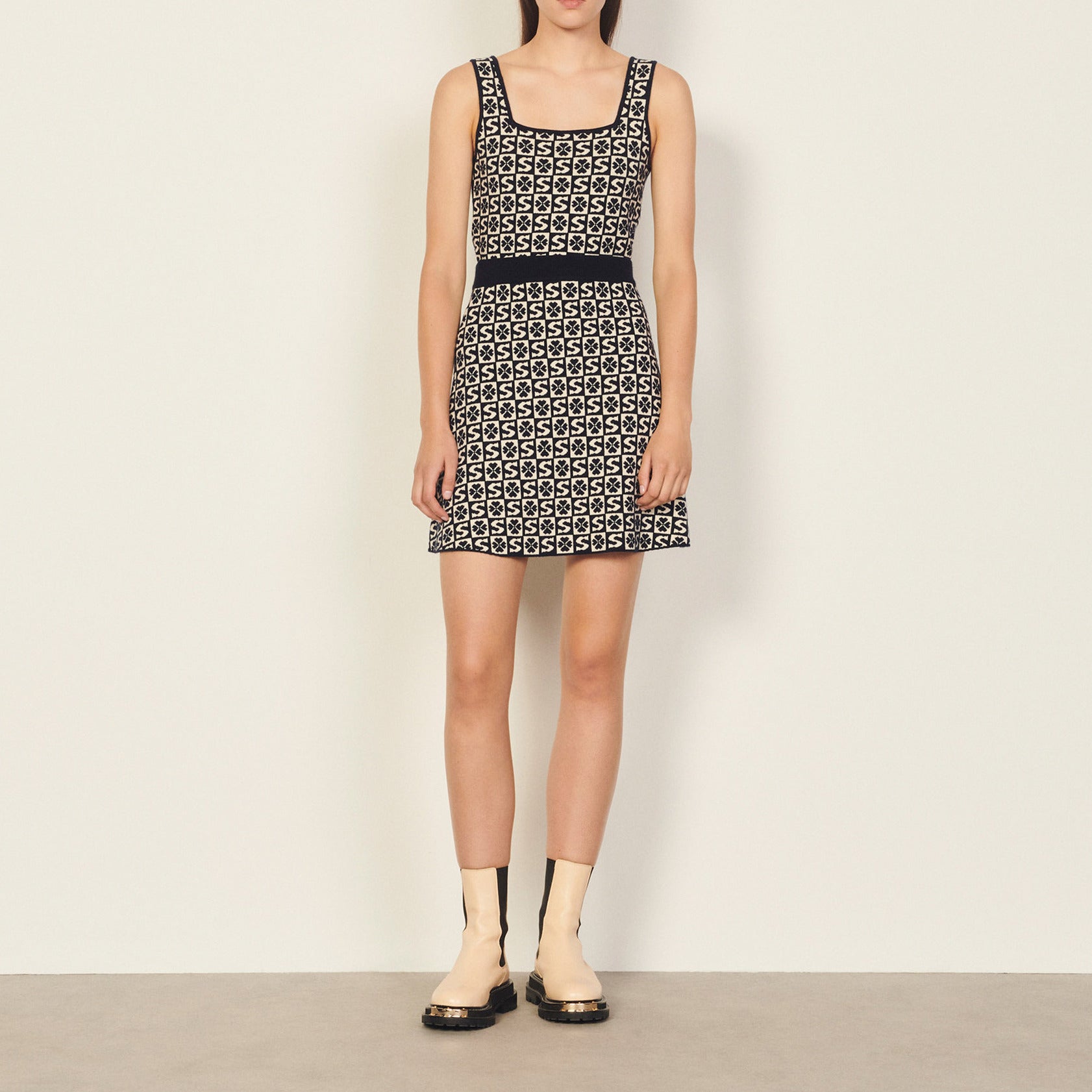 Jupe courte à motif jacquard Sandro seconde main