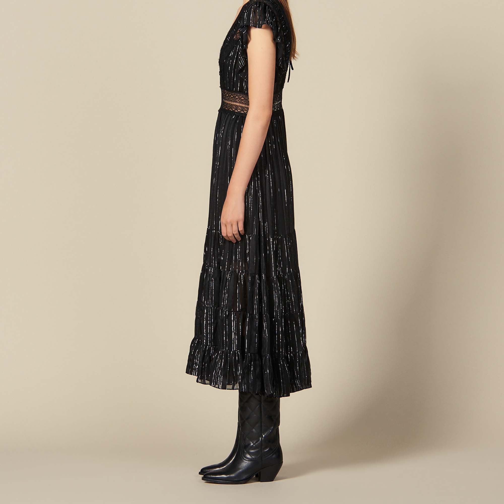 Robe longue en soie lurex Sandro seconde main