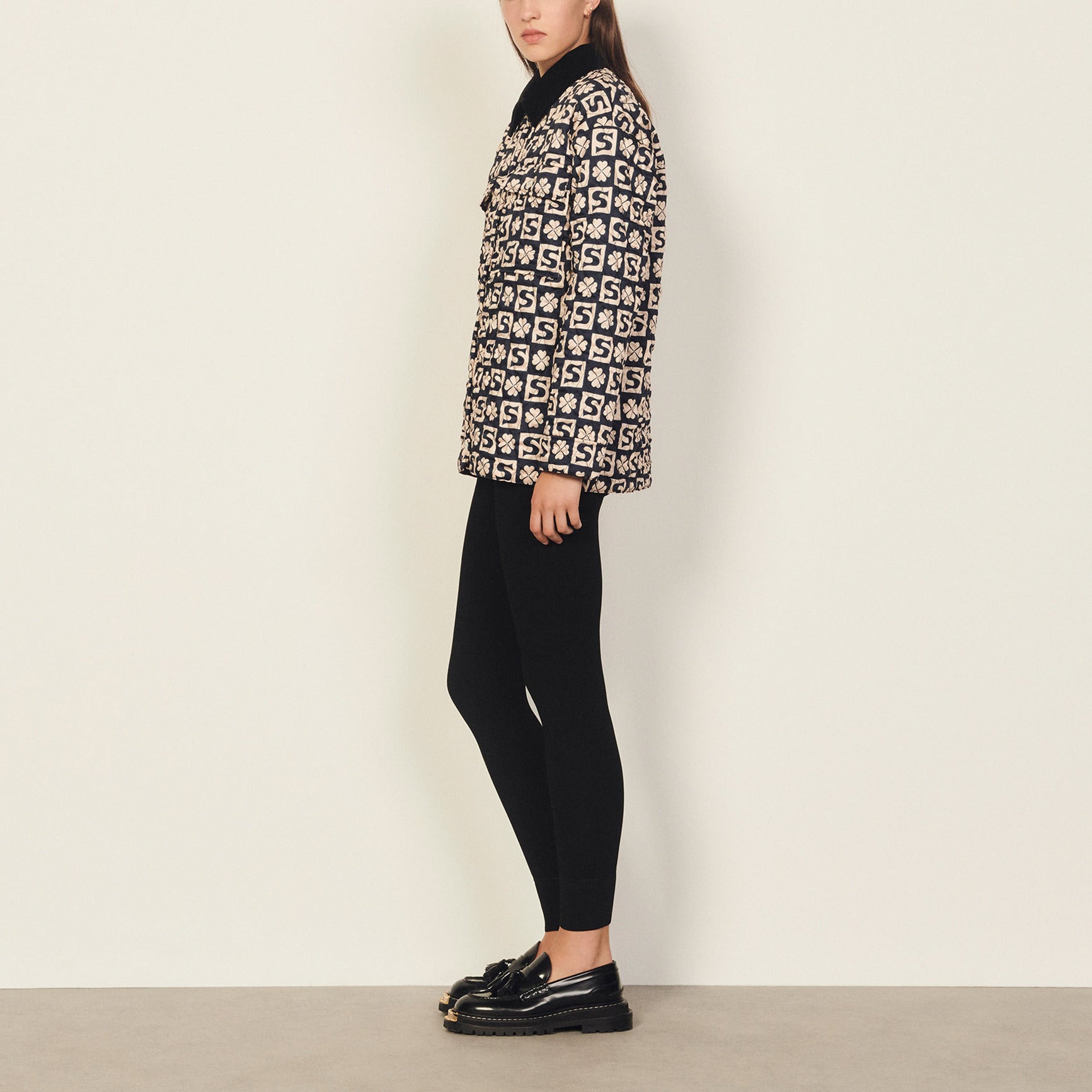 Cardi coat matelassé en mix-matières Sandro seconde main