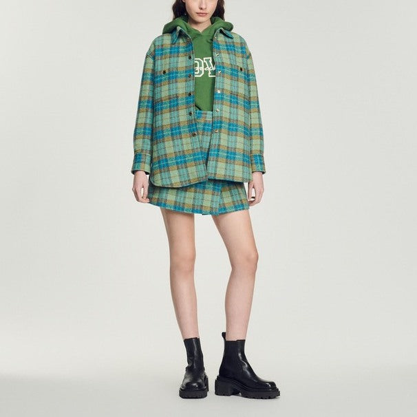 Manteau surChemise en laine à carreaux Sandro seconde main