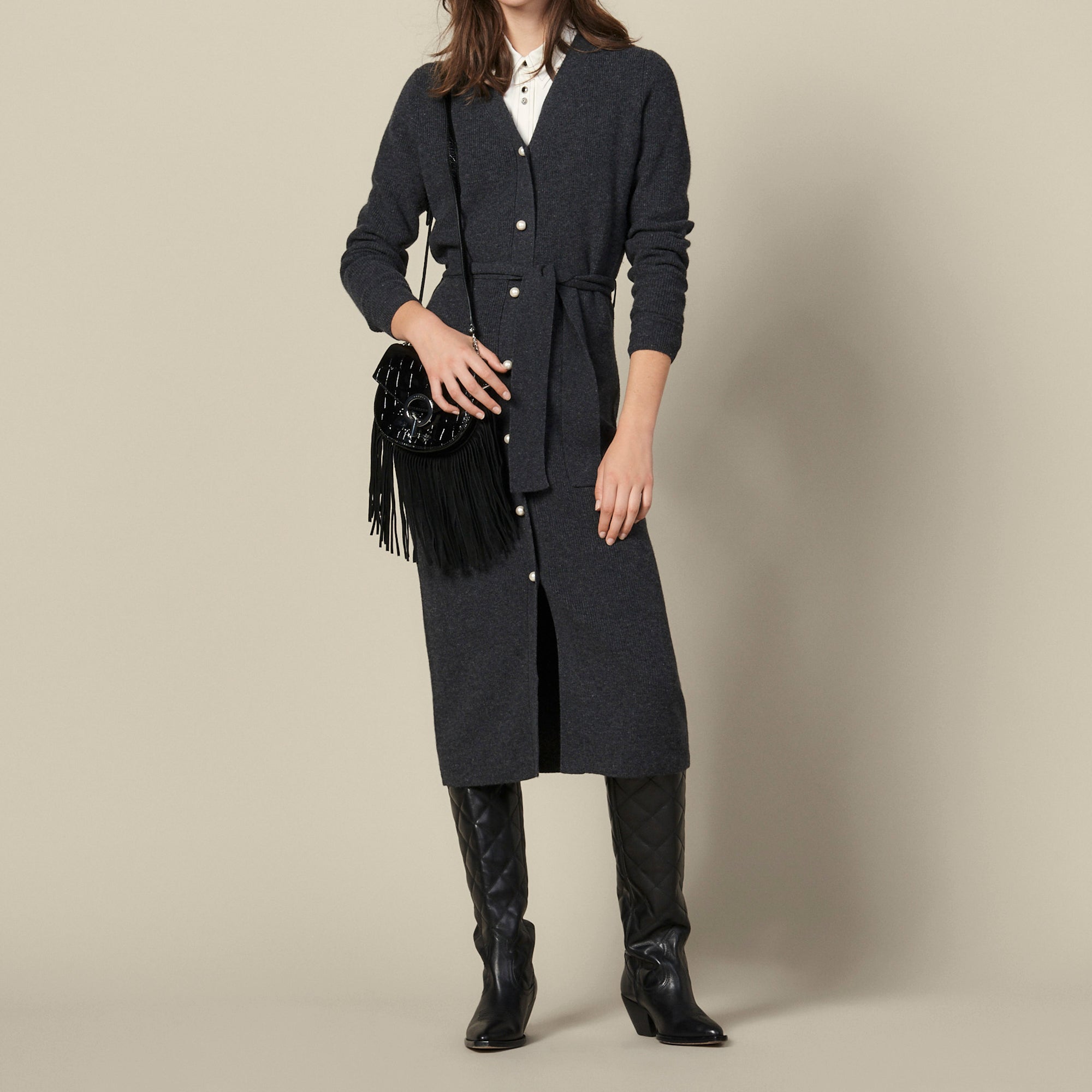 Robe gilet en Maille côtelée Sandro seconde main