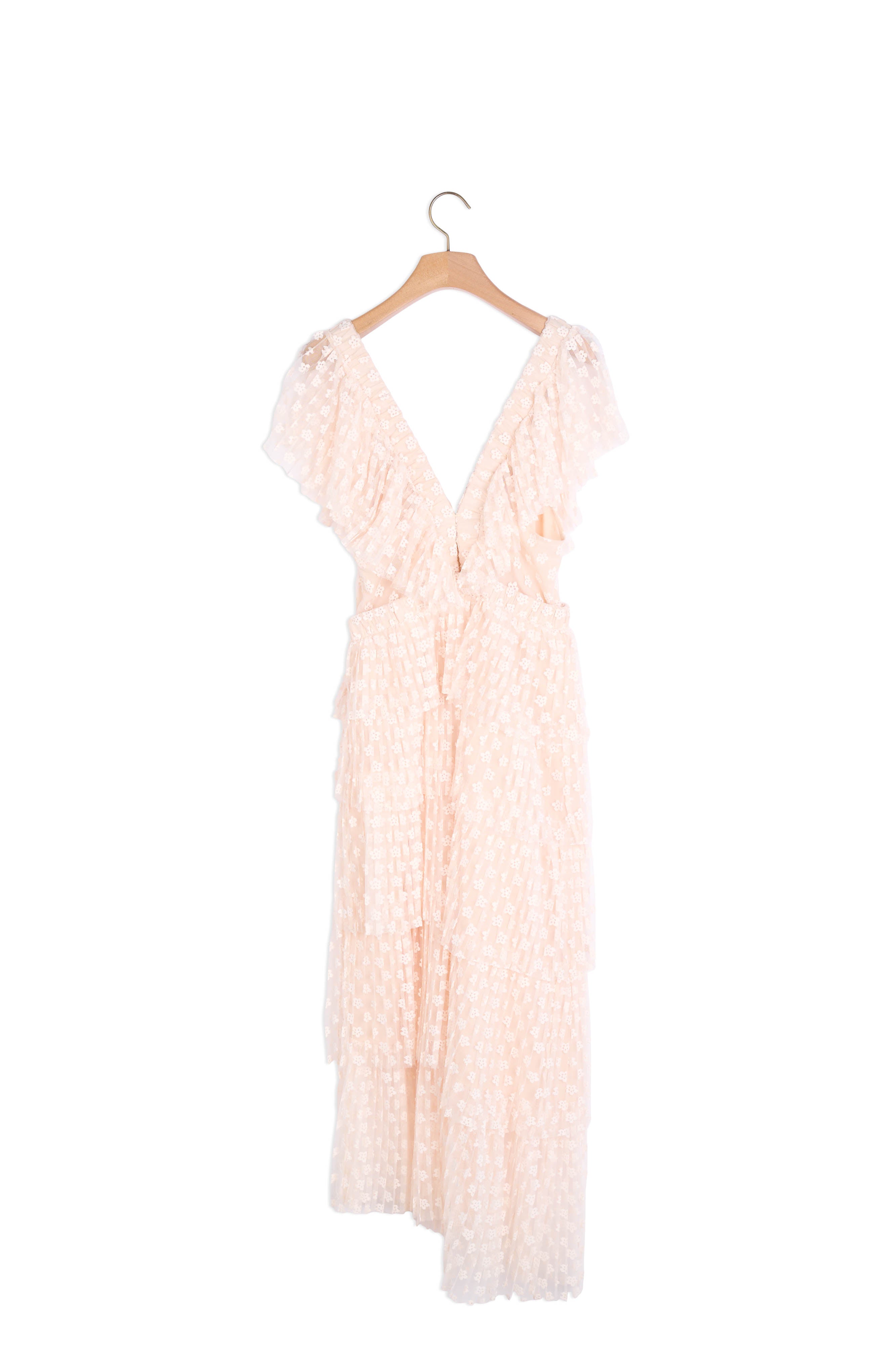 Robe longue en plumetis brodé plissé Sandro seconde main