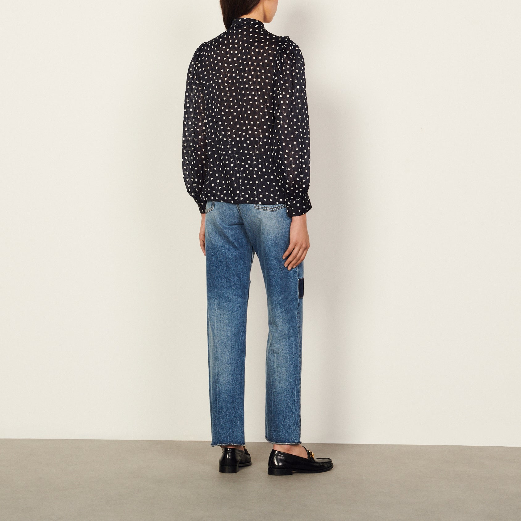 Chemise imprimé marine et blanc Sandro seconde main