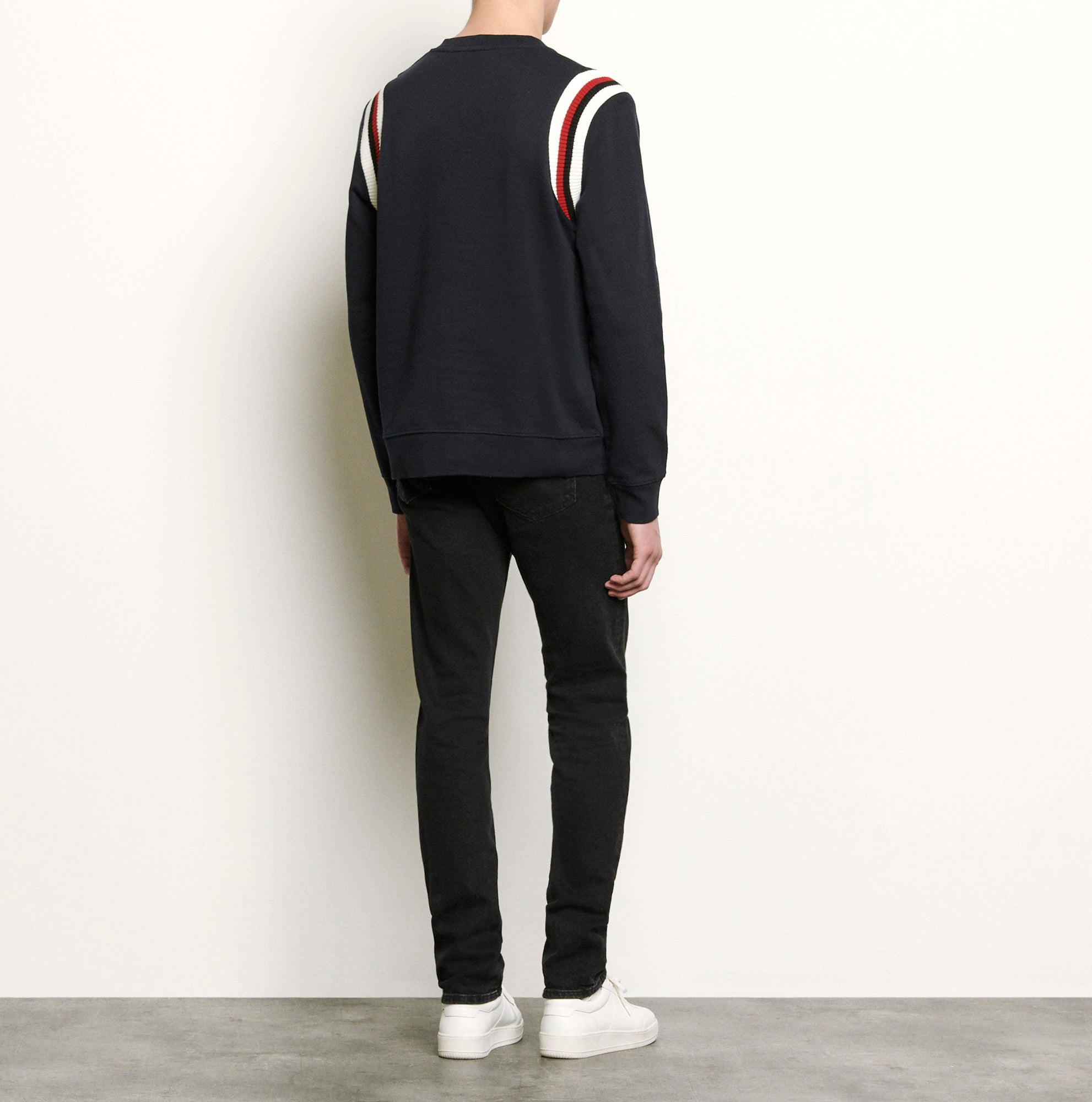 Sweat shirt à bords côtes tricolores Sandro seconde main