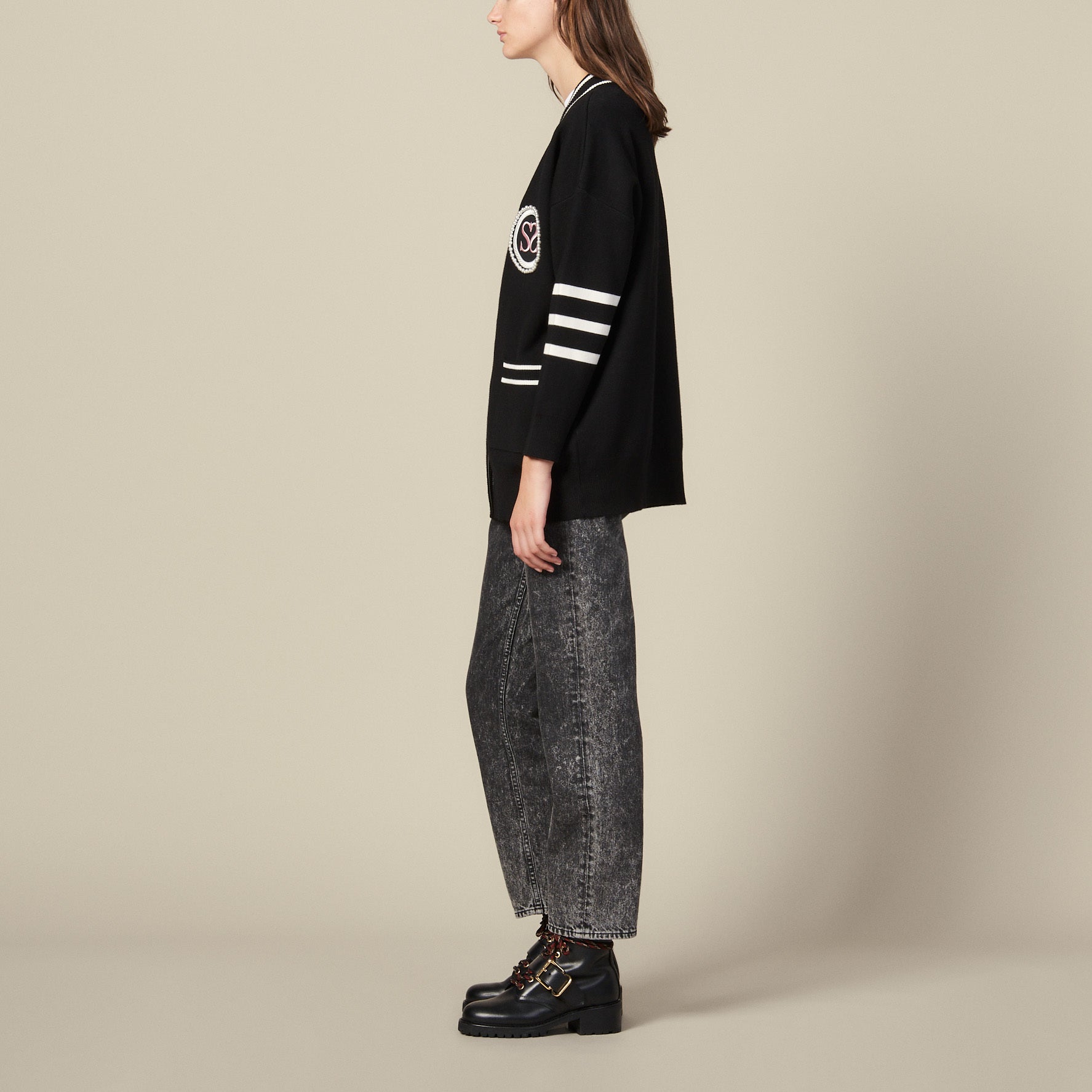 Cardi-coat à rayures contrastantes Sandro seconde main