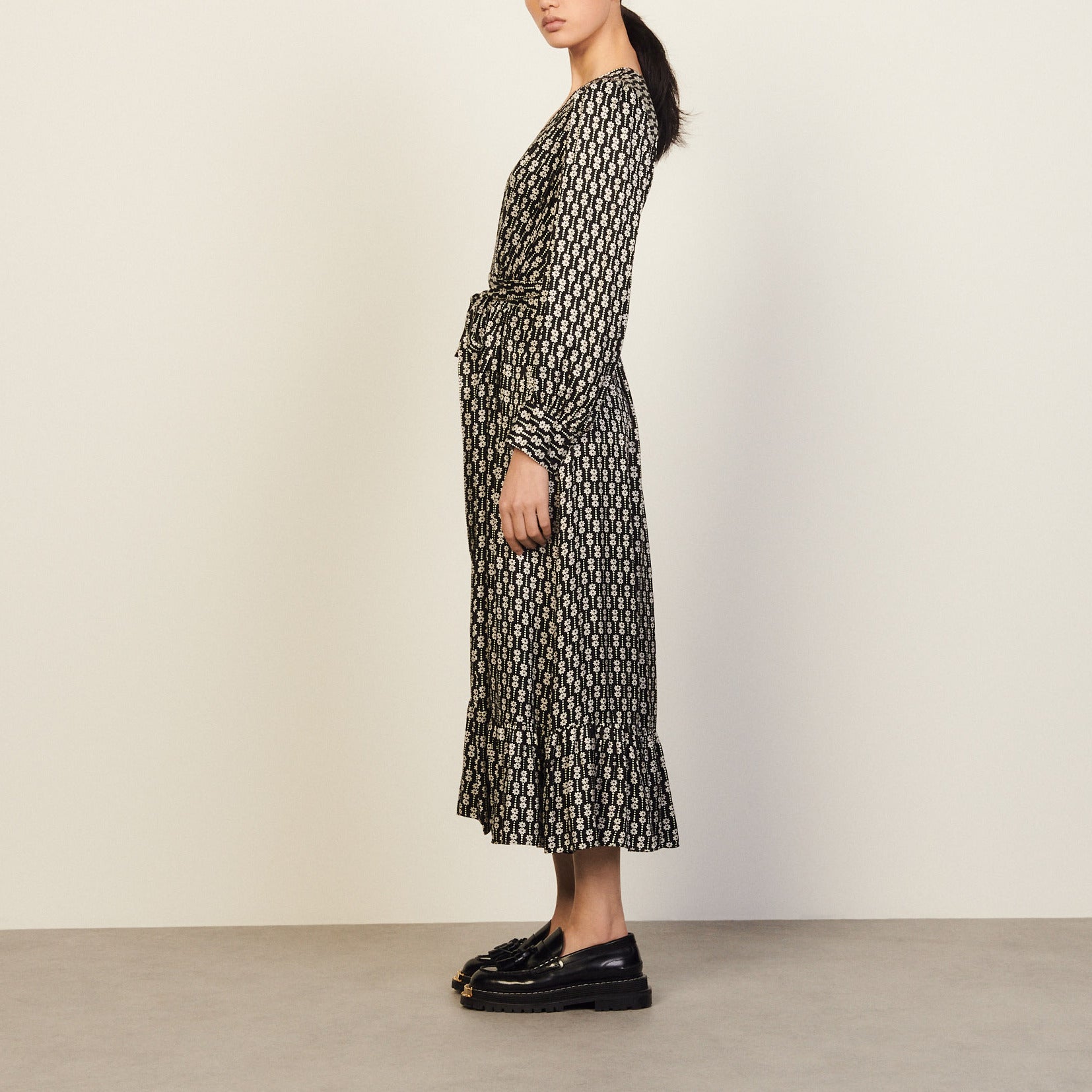 Robe imprimé noir et blanc Sandro seconde main