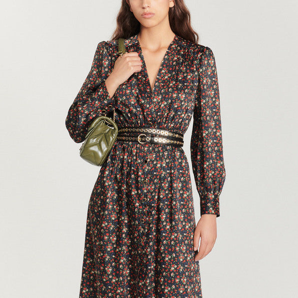 Robe longue fluide imprimé fleuri Sandro seconde main