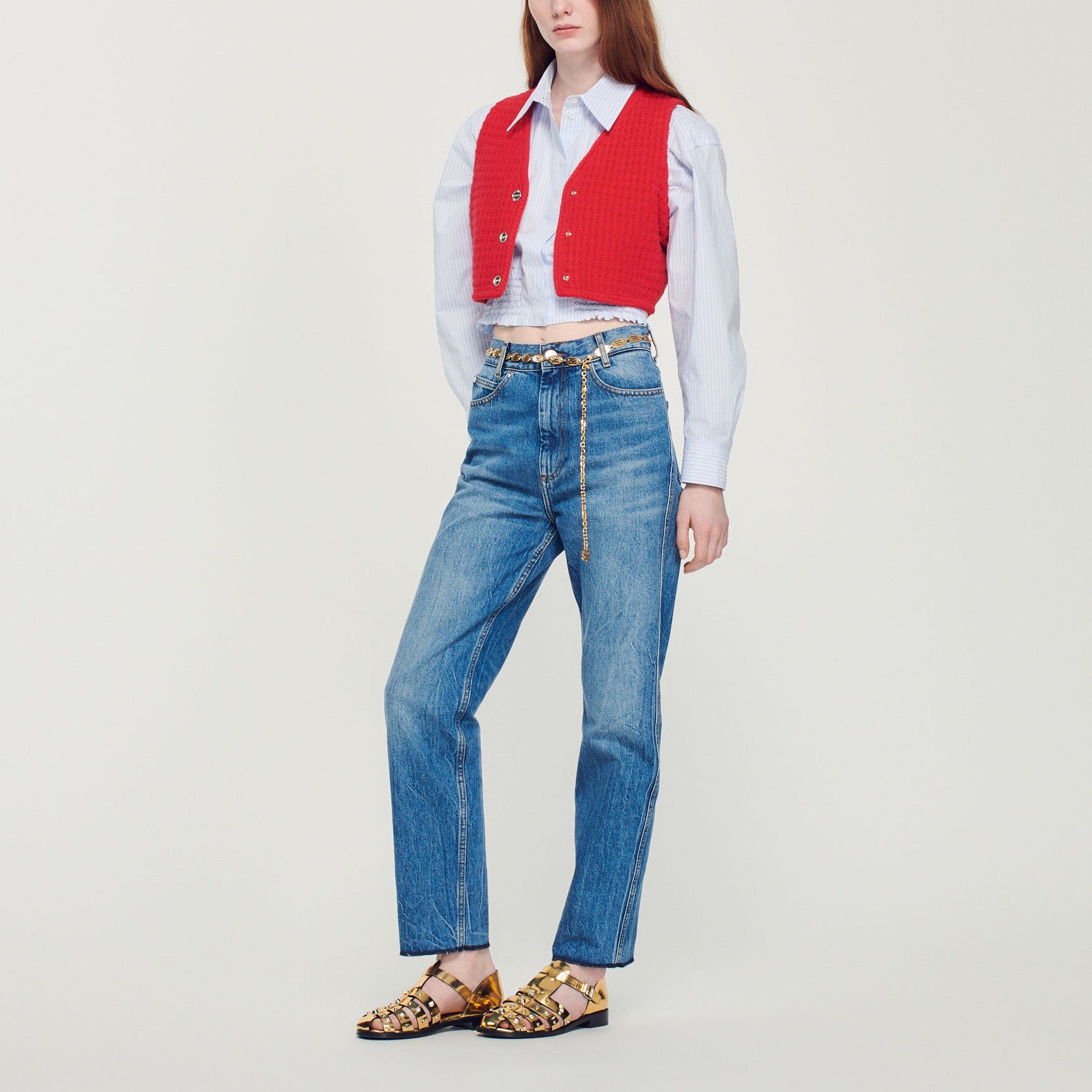 Chemise courte à rayures Sandro seconde main