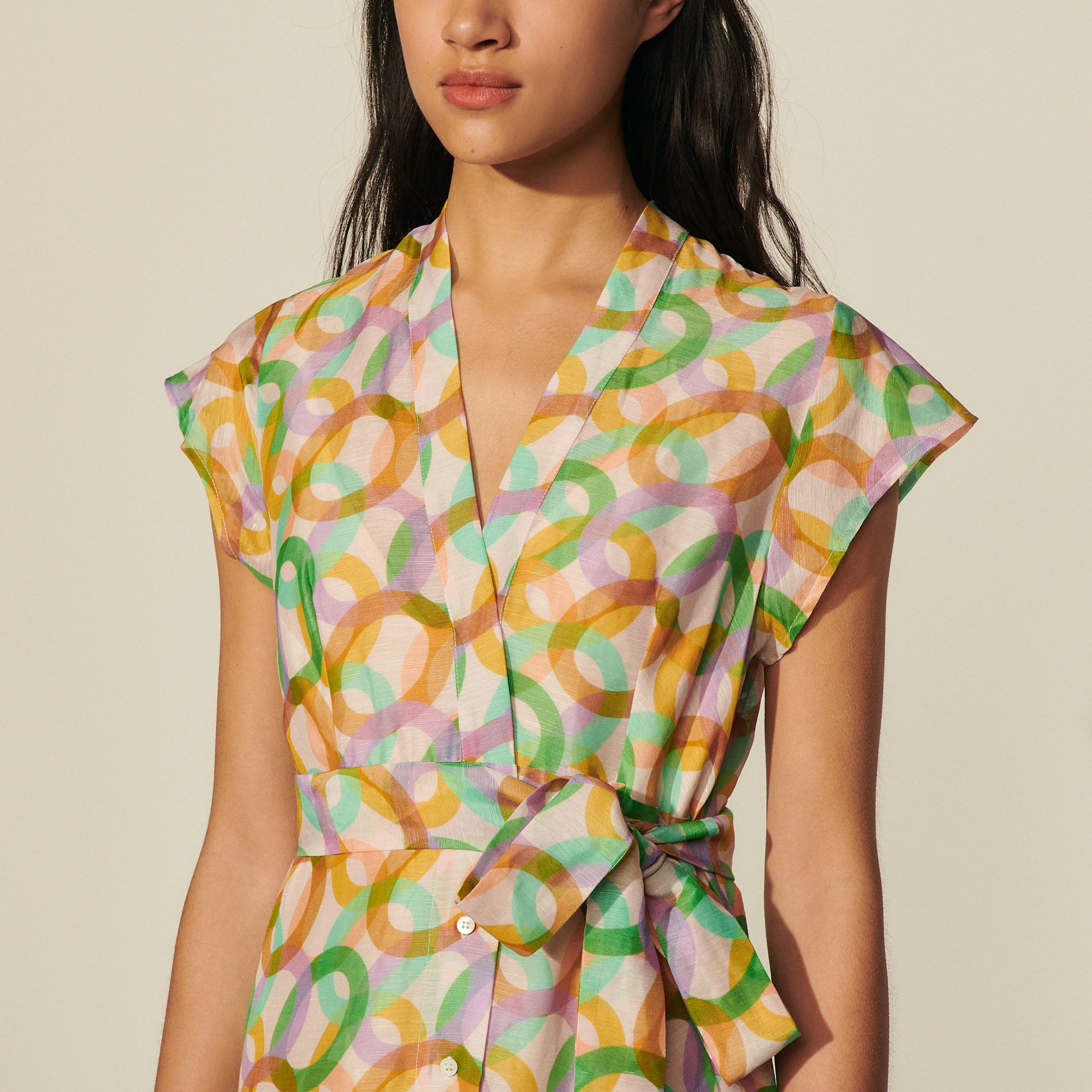 Robe longue sans manches imprimée Sandro seconde main