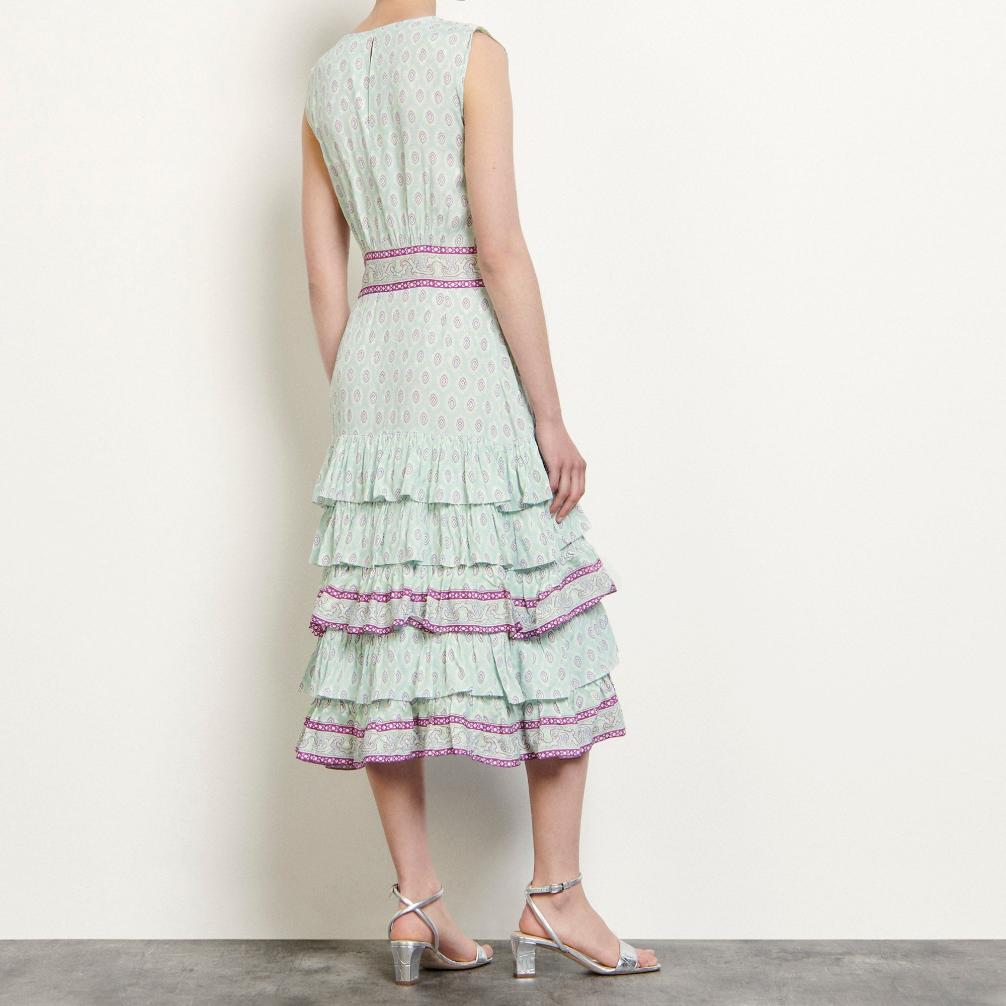 Robe longue imprimée à volants Sandro seconde main