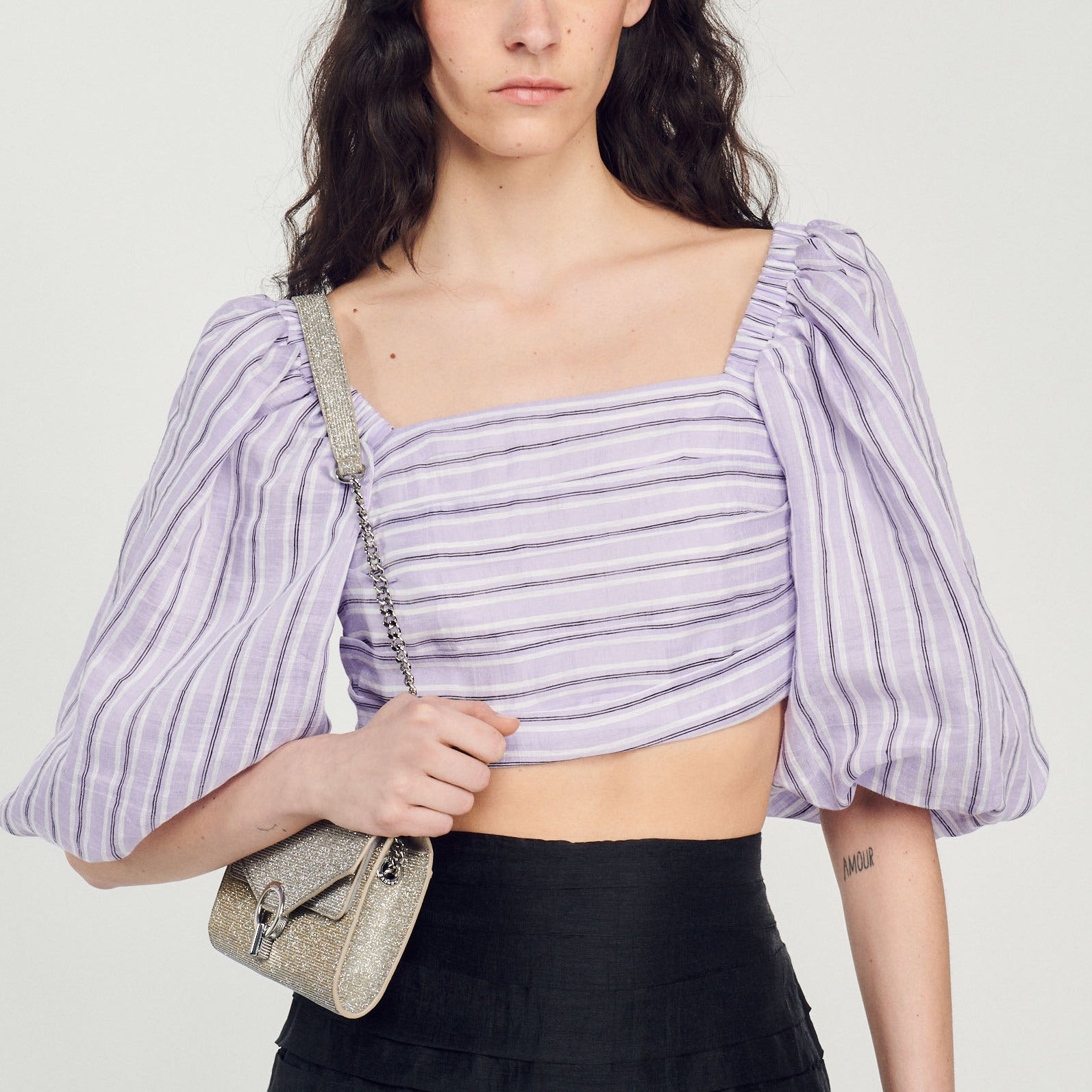 Top court rayé Sandro seconde main