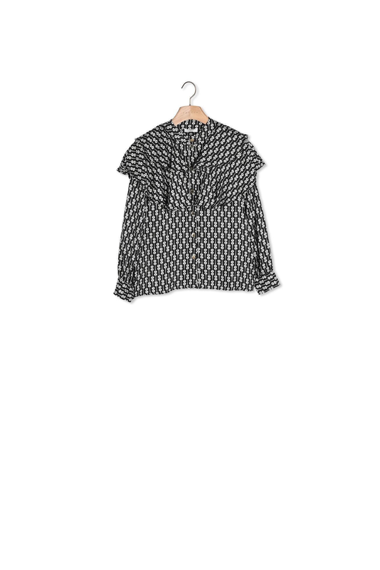 Chemise imprimé noir et blanc Sandro seconde main