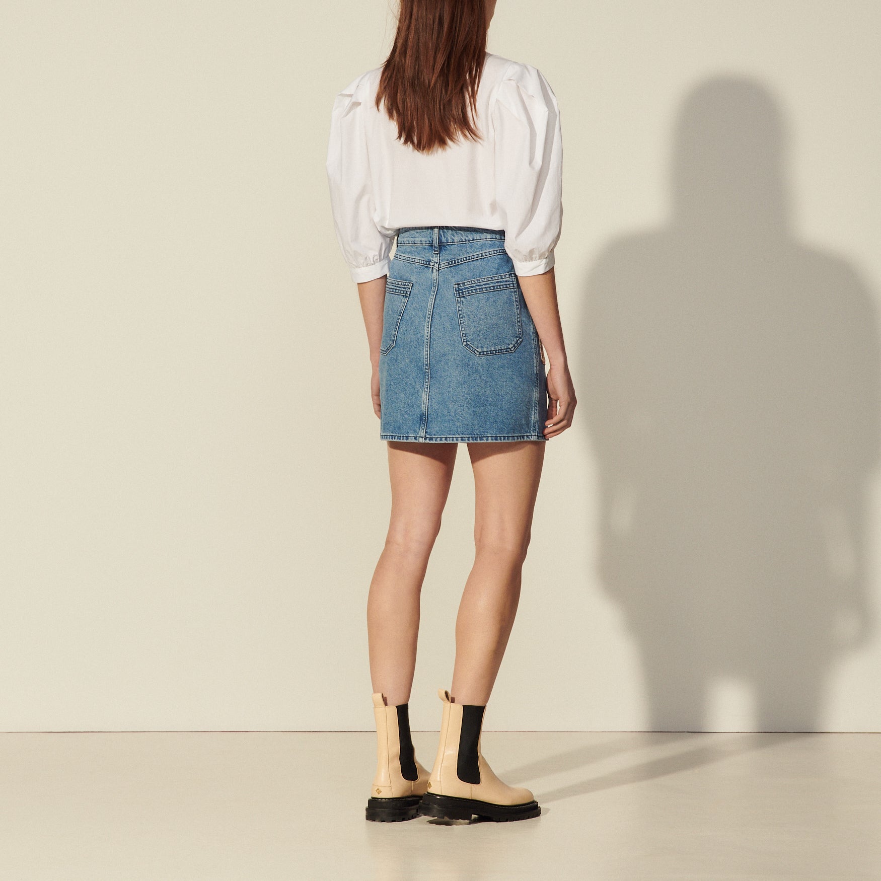 Jupe en Jean avec poches en tweed Sandro seconde main