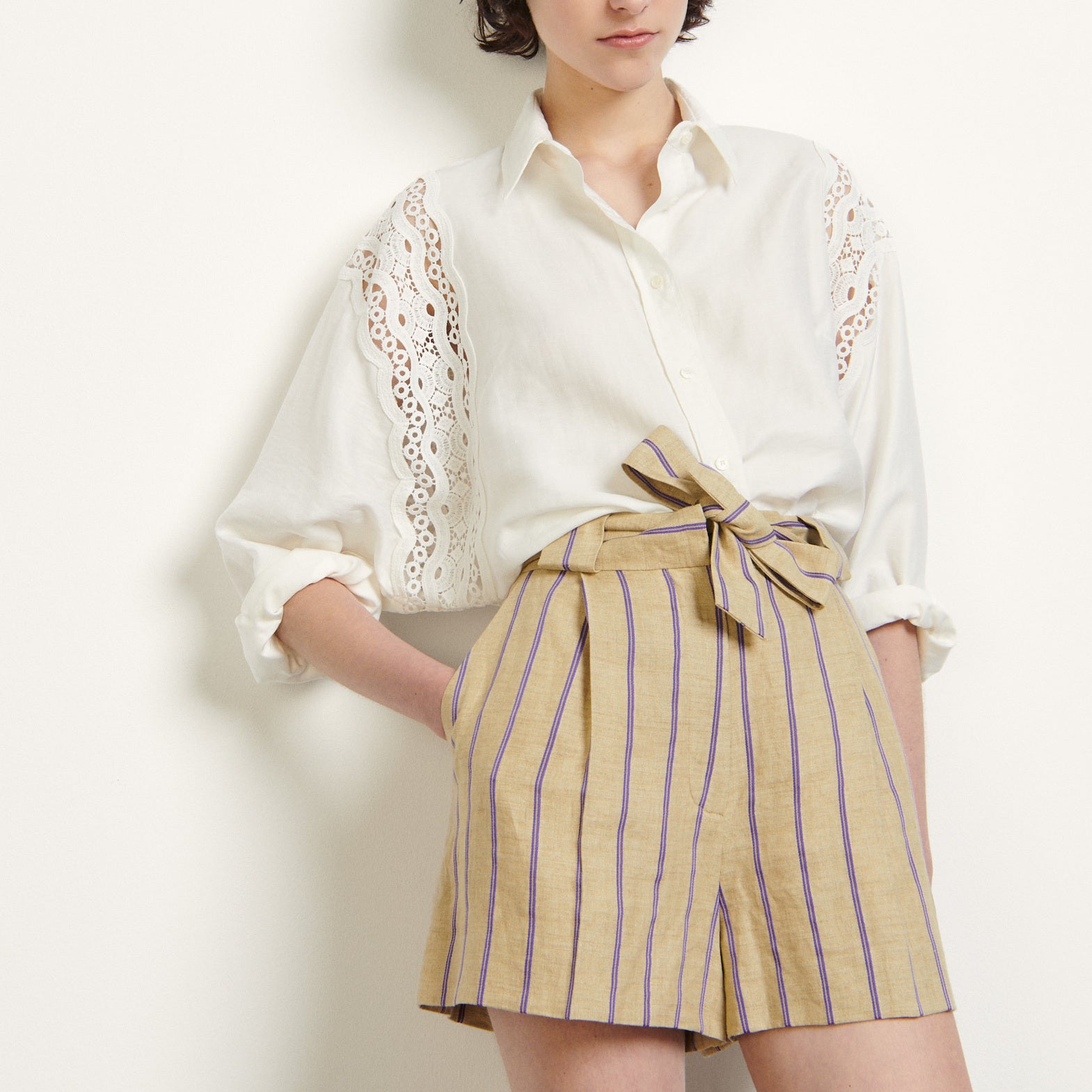 Short à rayures en lin Sandro seconde main